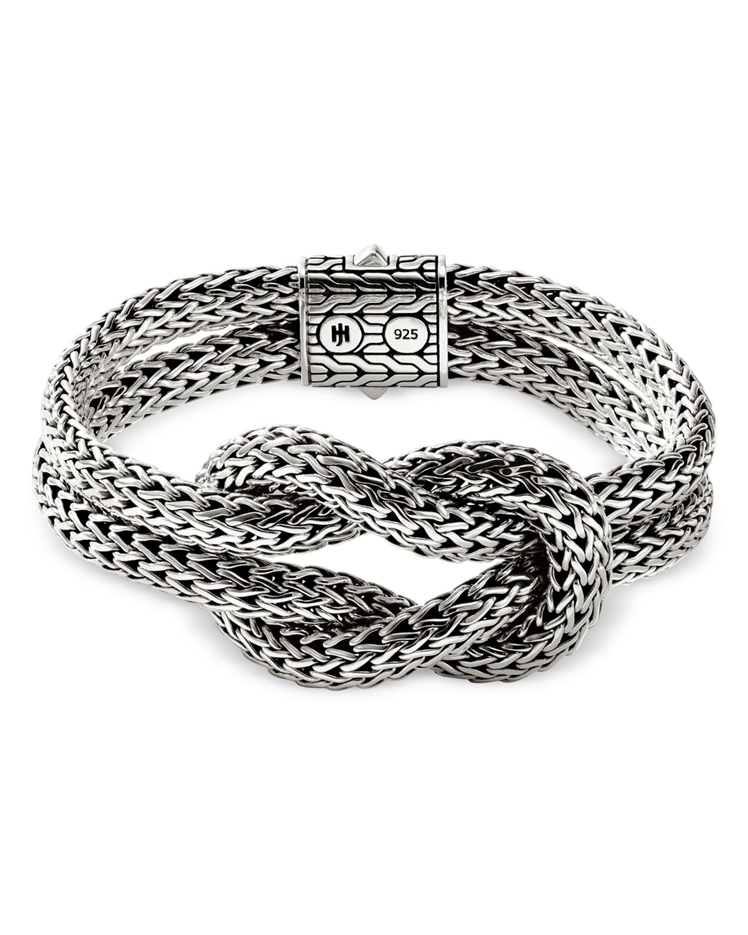 Sterling Silver Classic Chain Love Knot Woven Link Bracelet