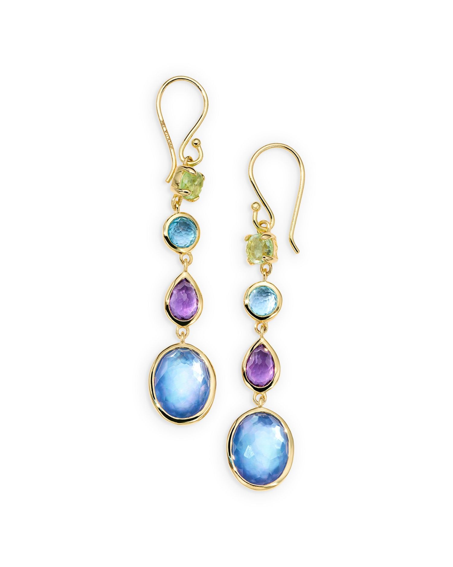 18K Yellow Gold Rock Candy® Multi Gemstone Linear Drop Earrings