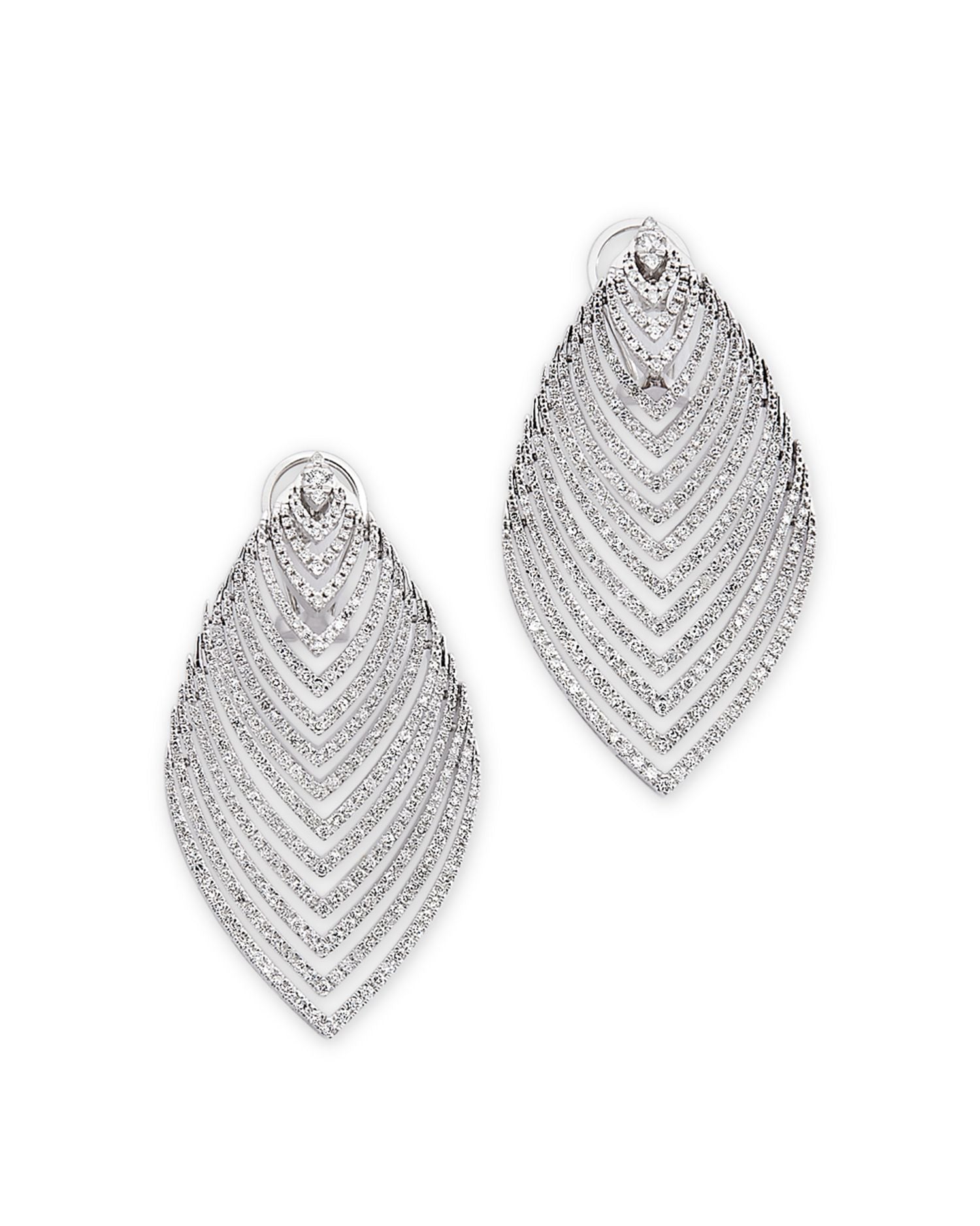 Diamond Multirow Statement Drop Earrings in 14K White Gold, 2.50 ct. t.w.