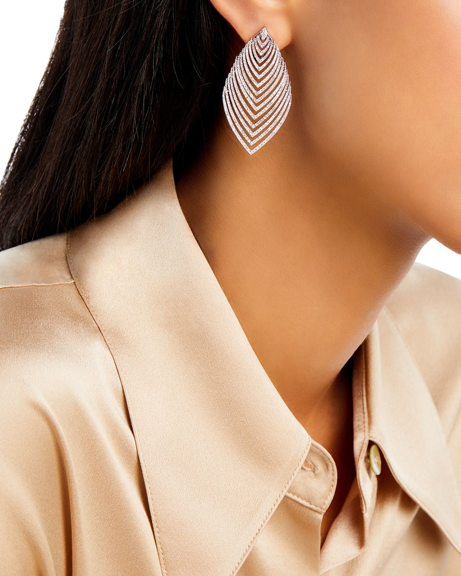 Diamond Multirow Statement Drop Earrings in 14K White Gold, 2.50 ct. t.w.