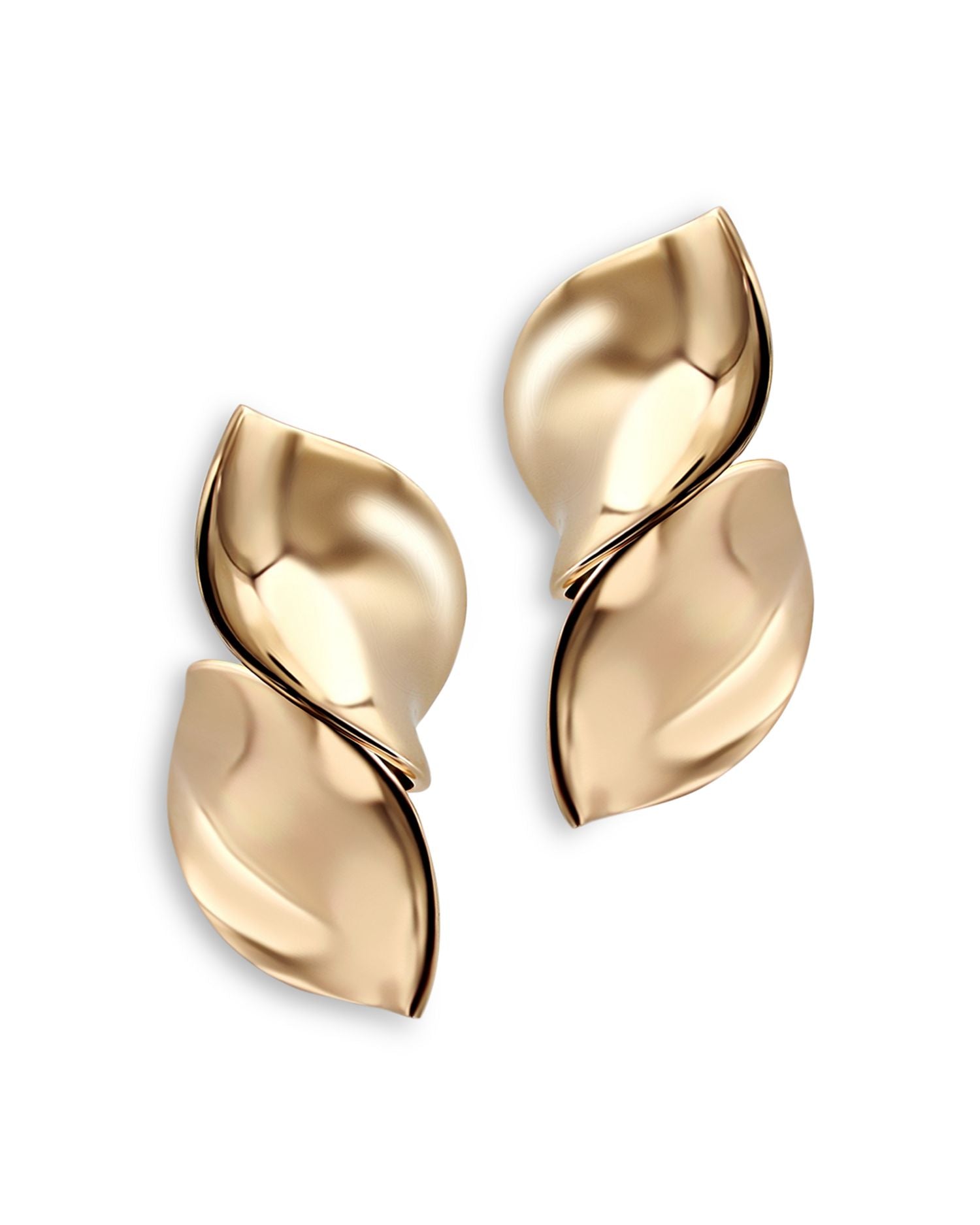 18K Rose Fold Feel Leaf Earrings