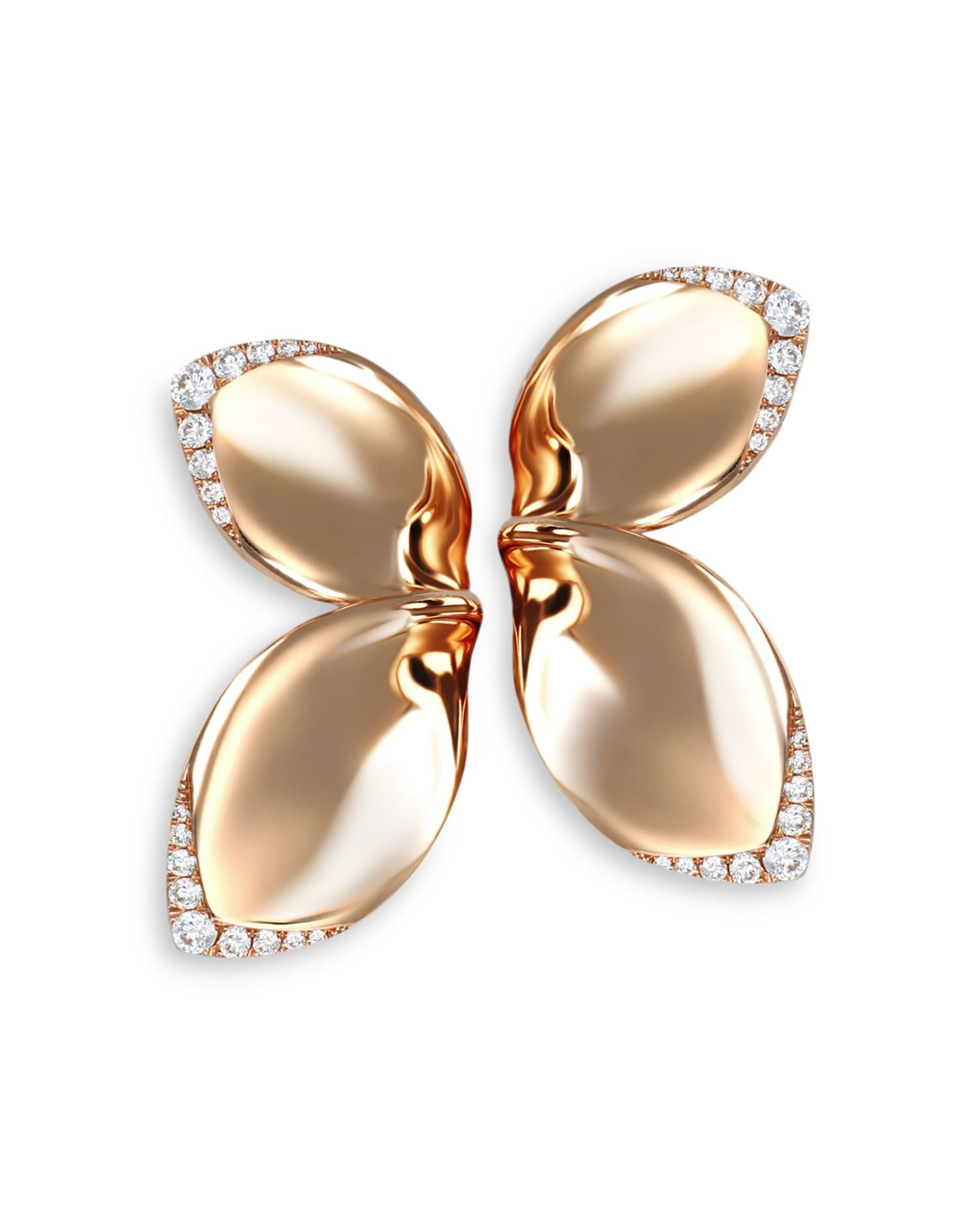 18K Rose Gold Giardini Segreti Diamond Flower Petal Statement Earrings