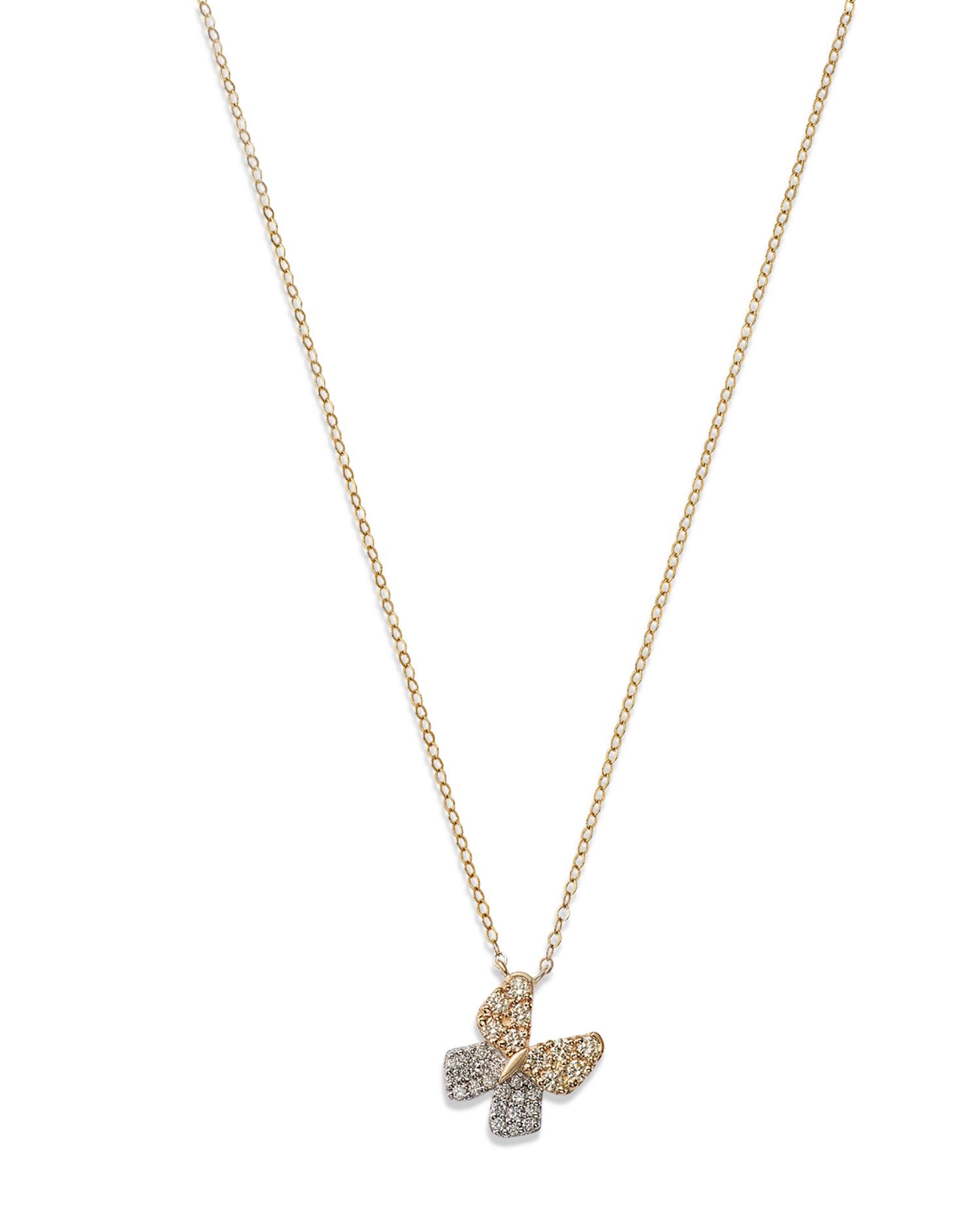 Diamond Butterfly Pendant Necklace in 14K White & Yellow Gold, 0.33 ct. t.w.