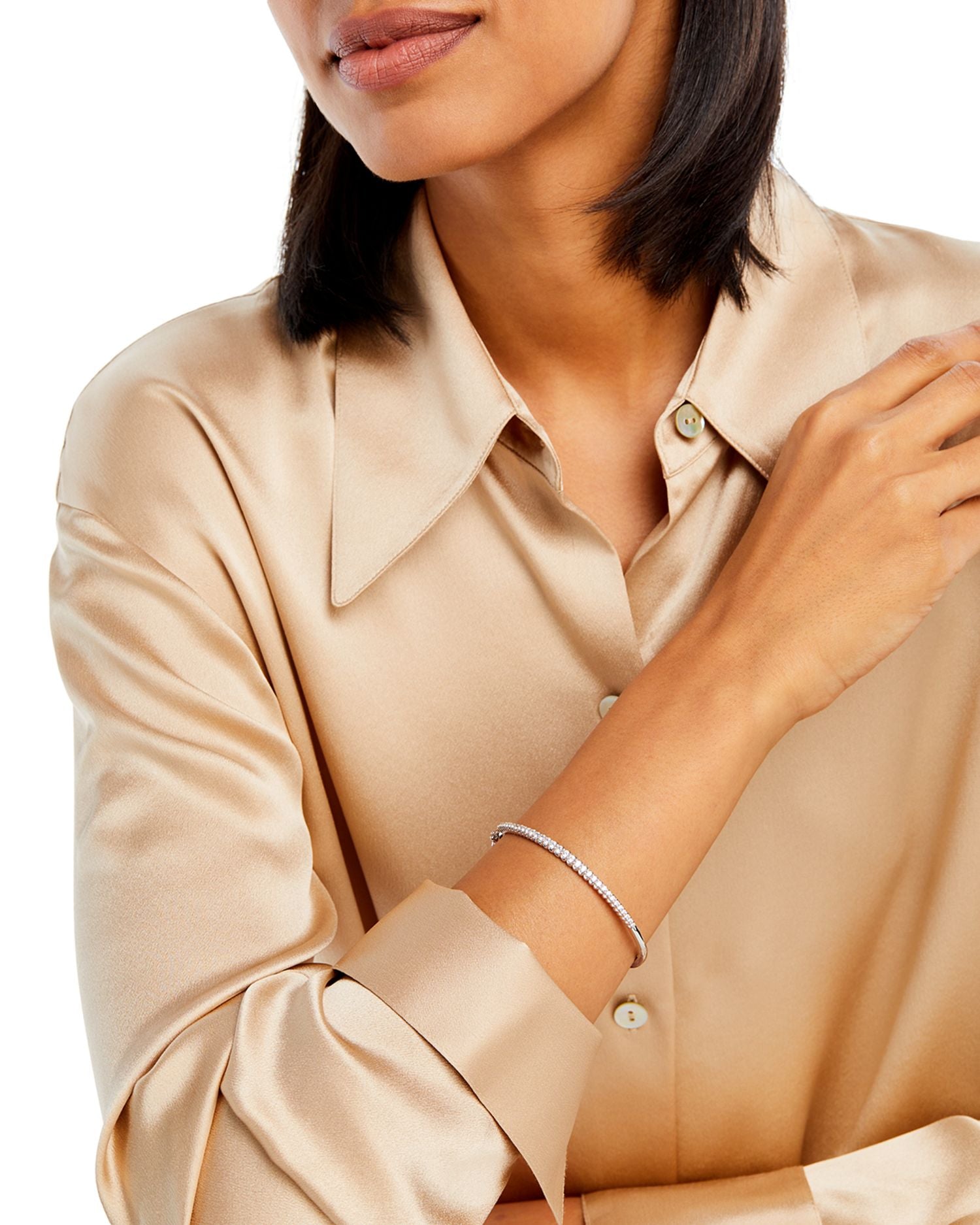 Diamond Bangle Bracelet in 14K White Gold, 1.0 ct. t.w.