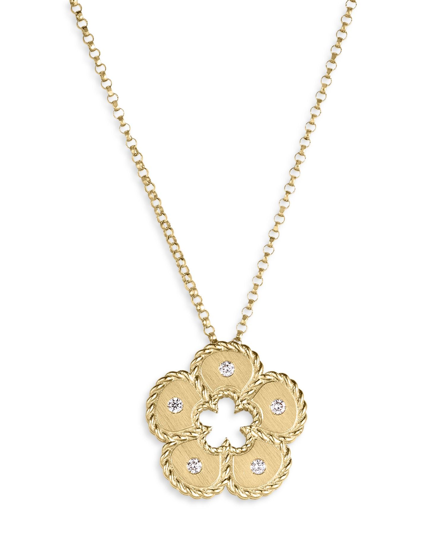 18K Yellow Gold Daisy Diamond Flower Pendant Necklace, 16-18' - Exclusive