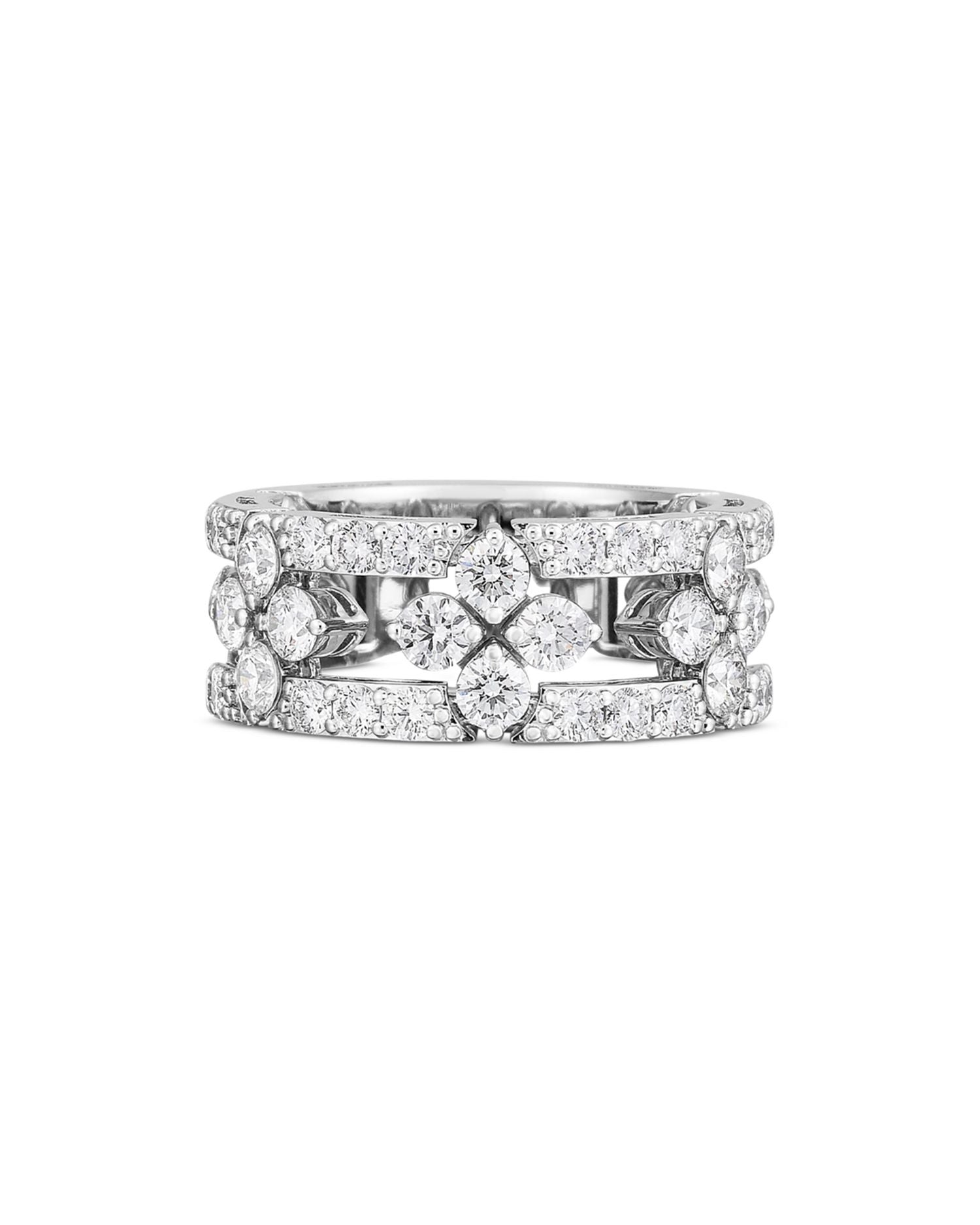 18K White Gold Love In Verona Diamond Flower Band Ring