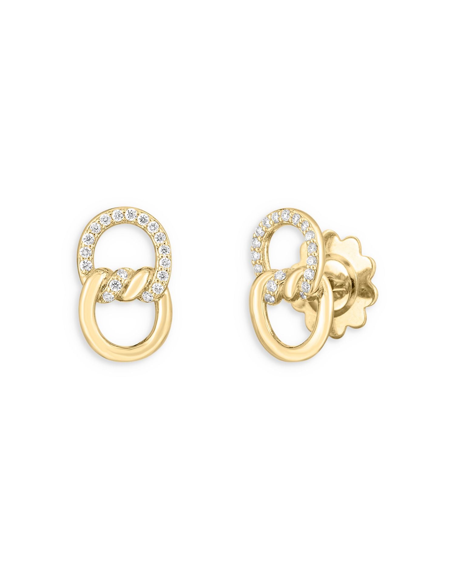 18K Gold Cialoma Diamond Pavé Twist Stud Earrings