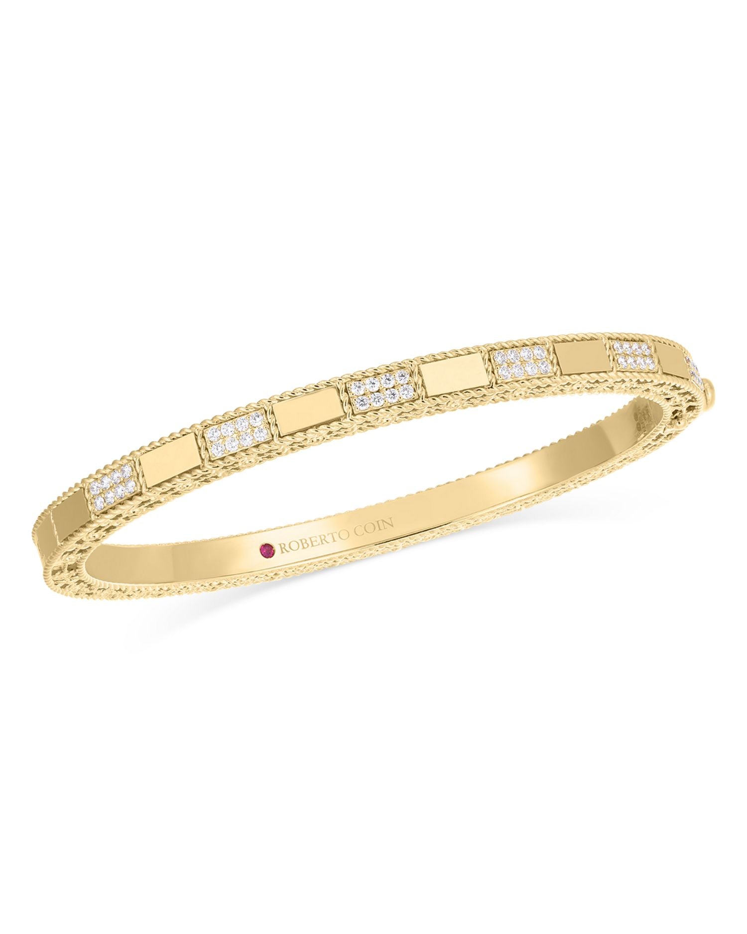 18K Yellow Gold Mosaic Diamond Bangle Bracelet, 0.4 ct. t.w.