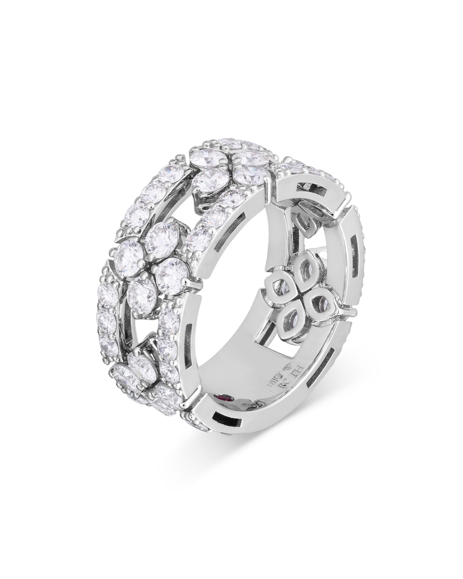 18K White Gold Love In Verona Diamond Flower Band Ring