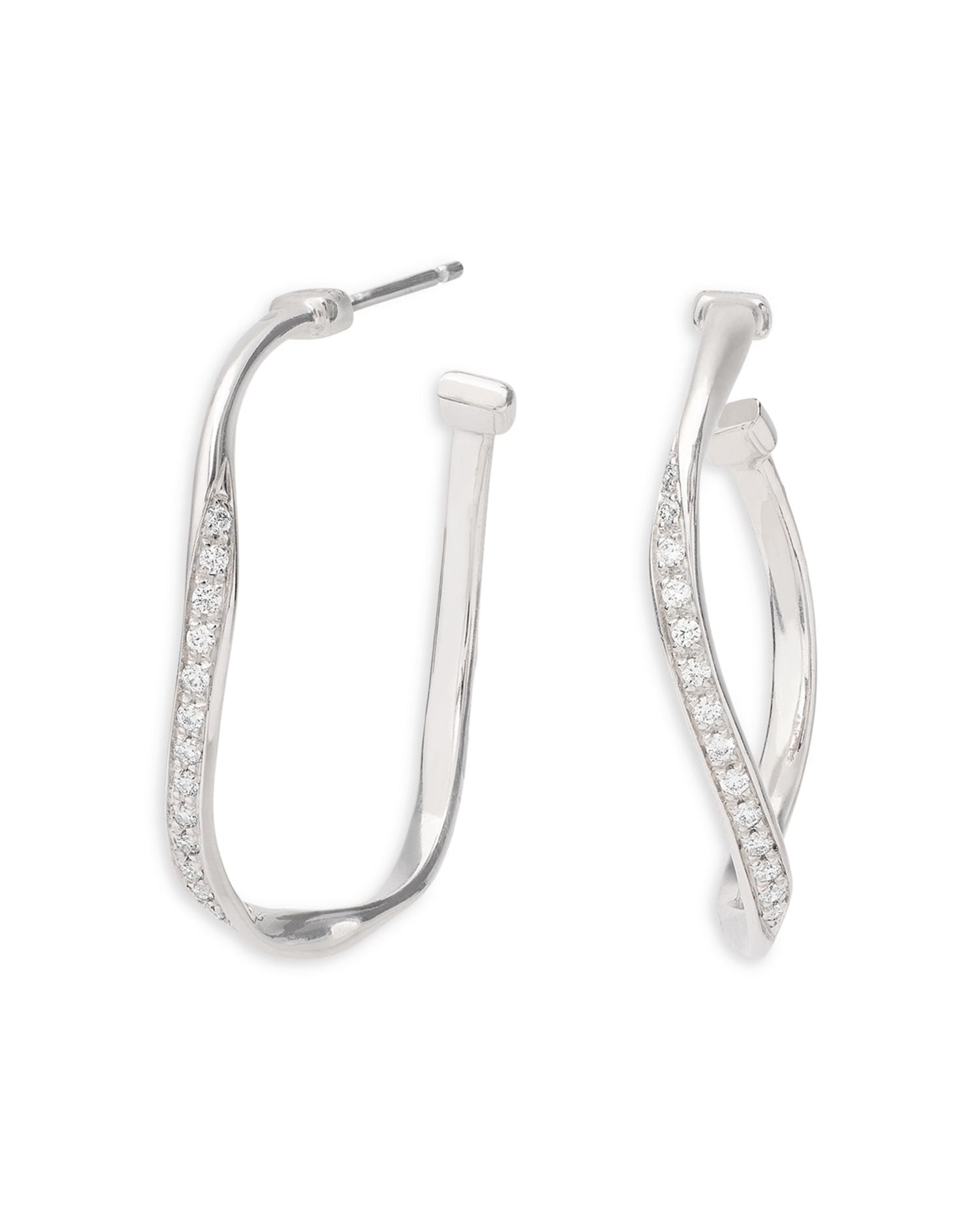 18K White Gold Marrakech Diamond Twisted Hoop Earrings