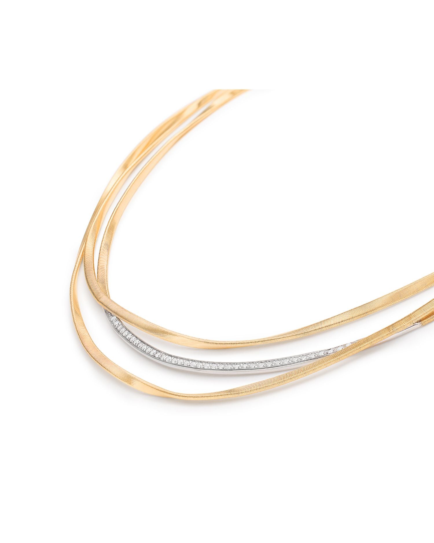 18K Yellow & White Gold Marrakech Diamond Three Strand Necklace, 16.5'