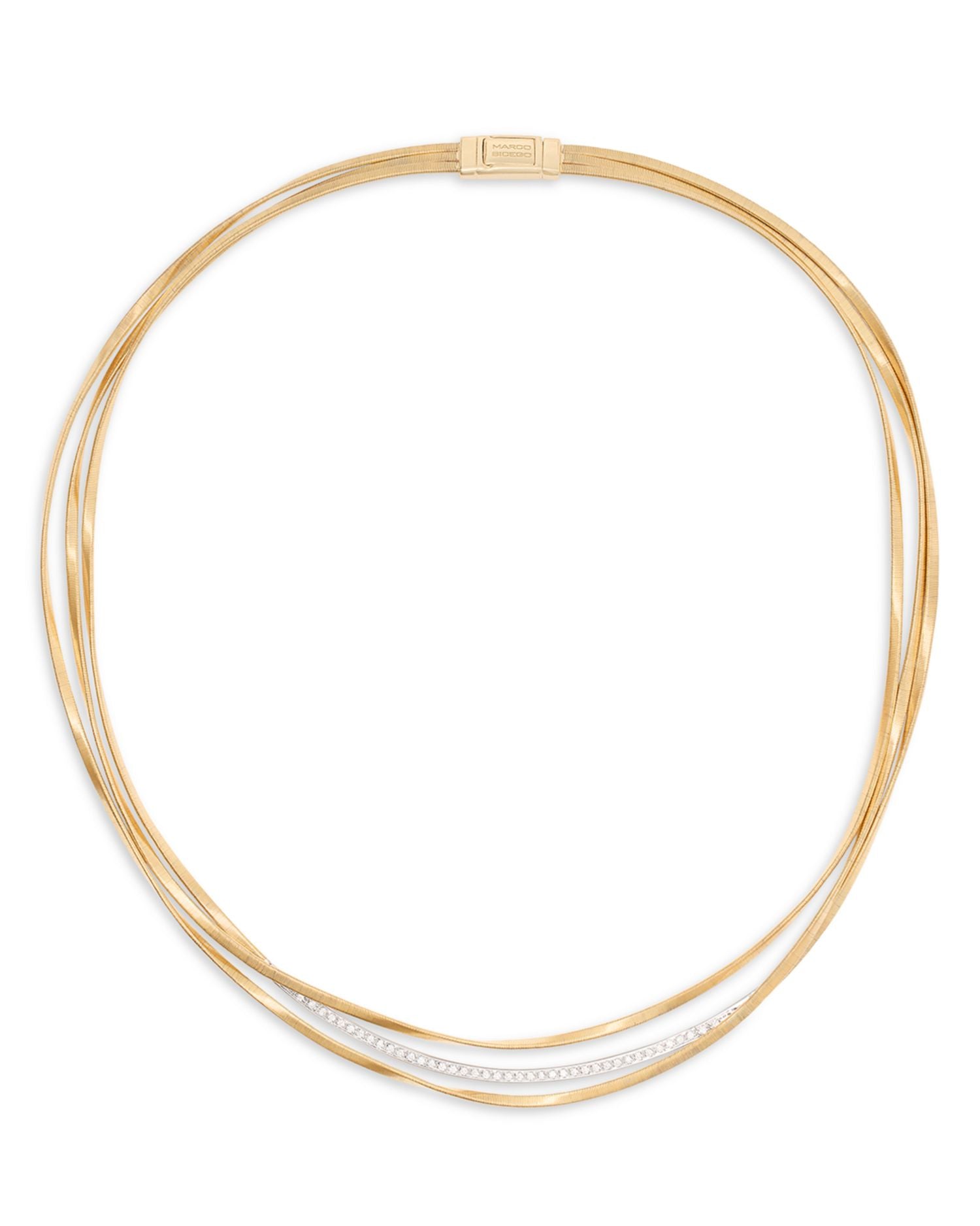 18K Yellow & White Gold Marrakech Diamond Three Strand Necklace, 16.5'