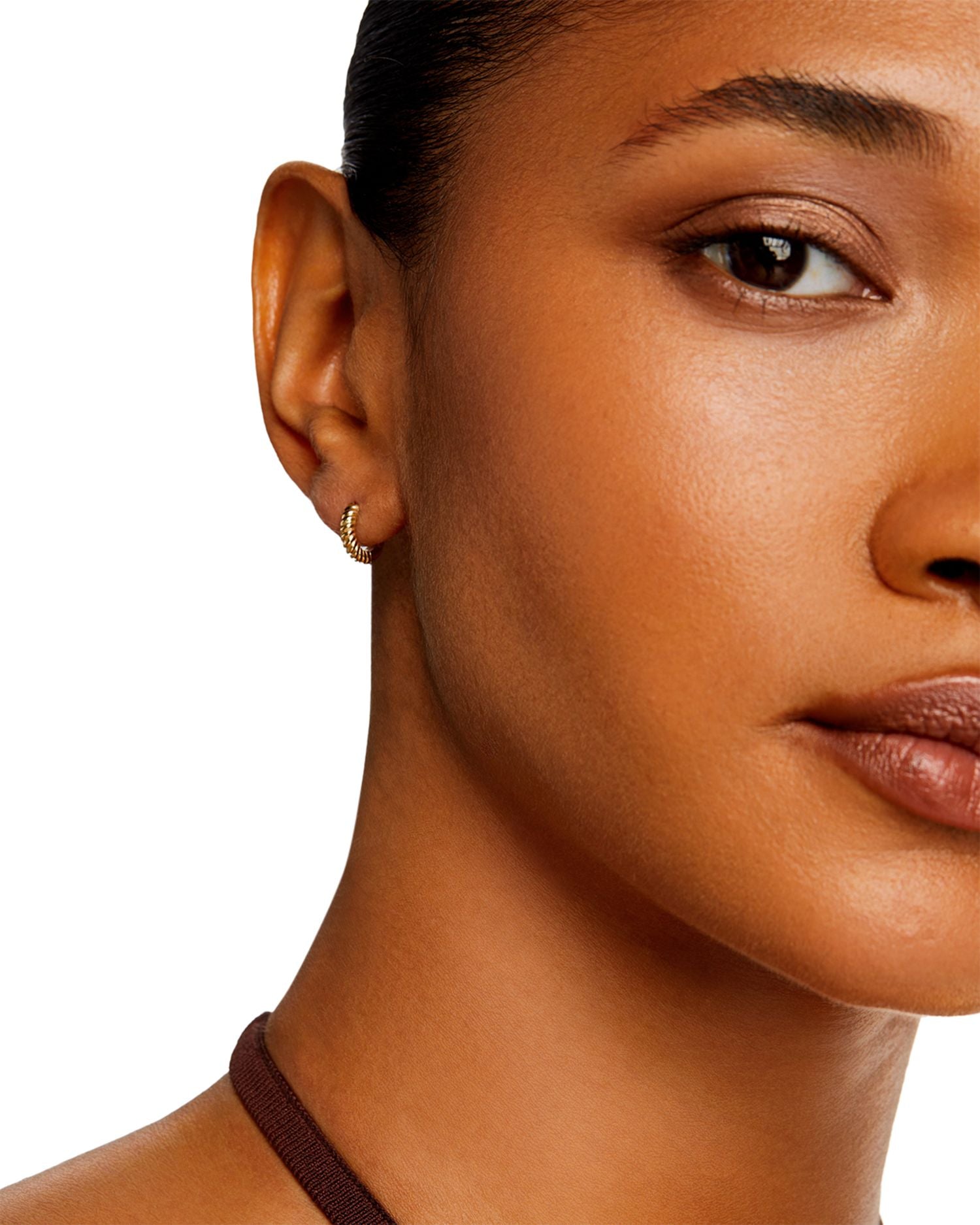 14K Yellow Gold Simple Gold Twist Extra Small Huggie Hoop Earrings