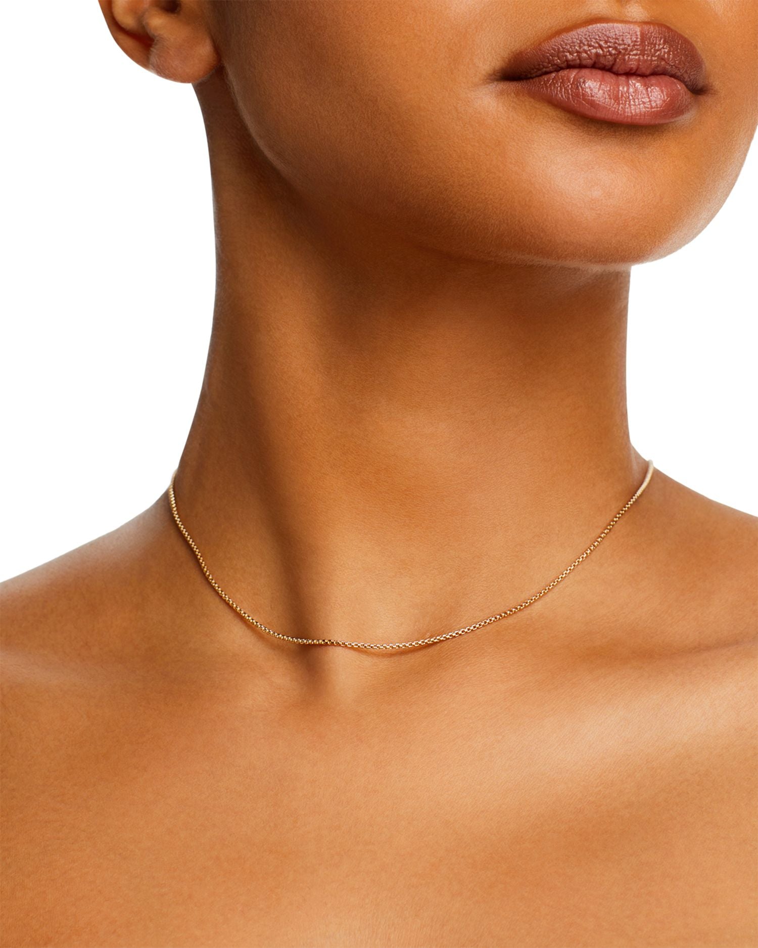 14K Yellow Gold X-Small Box Link Chain Necklace, 16-18'