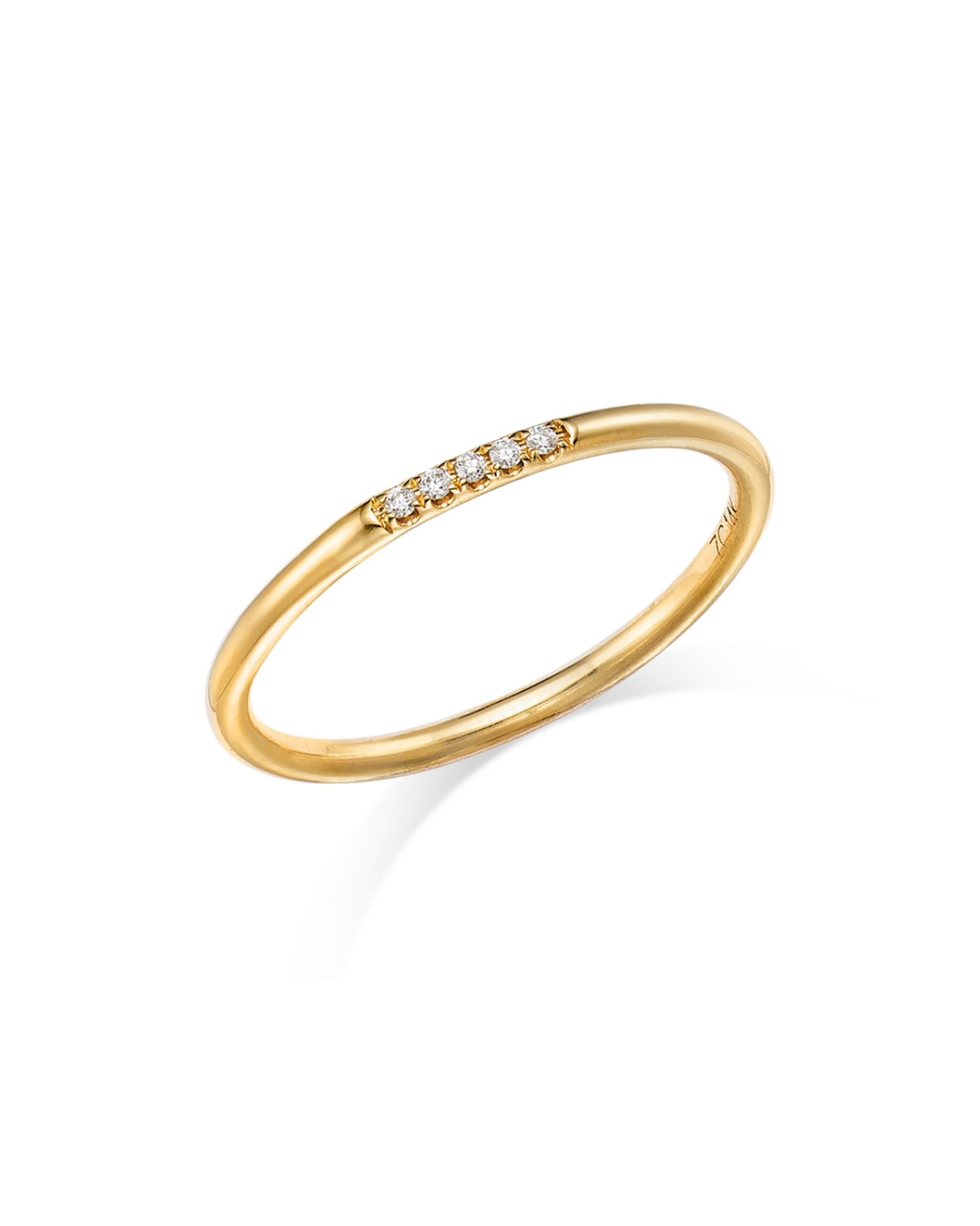 14K Yellow Gold Diamond Thin Stack Ring