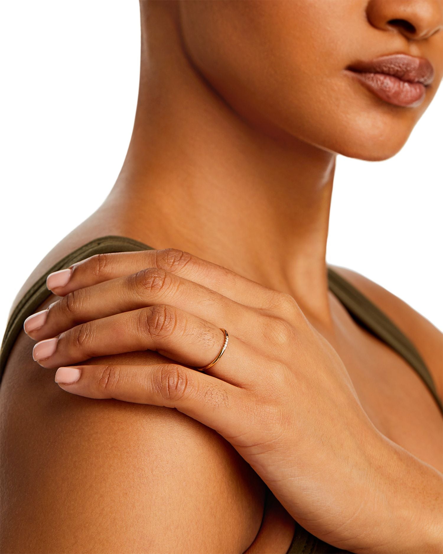 14K Yellow Gold Diamond Thin Stack Ring