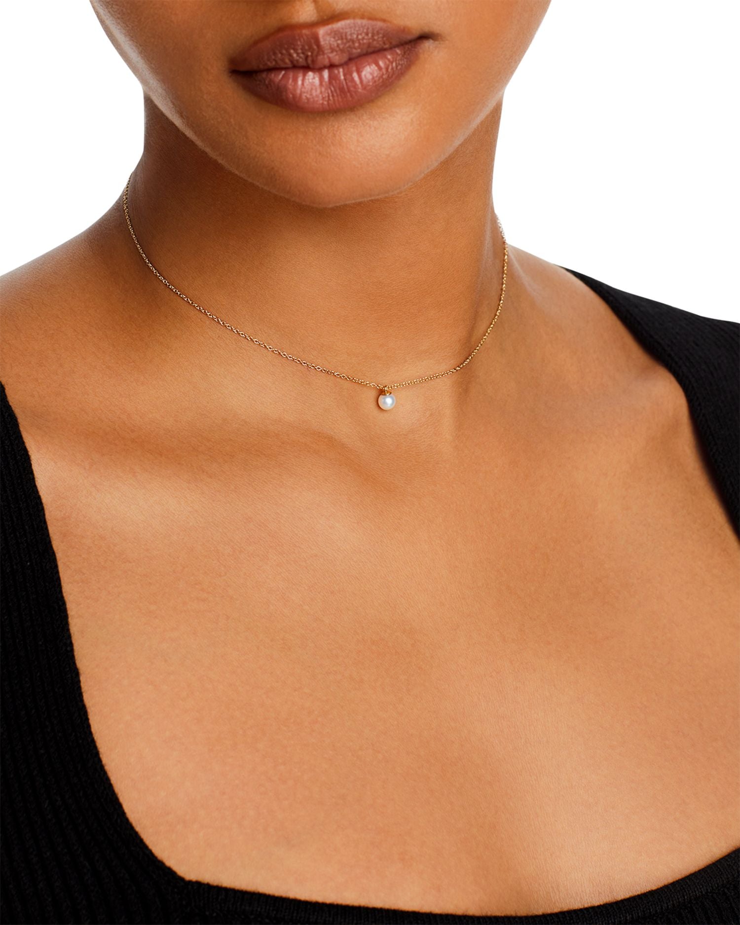 14K Yellow Gold White Pearls Cultured Freshwater Pearl Solitaire Pendant Necklace, 14-16'