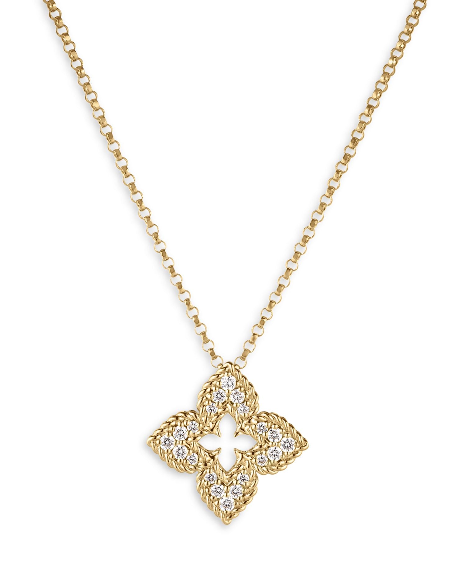 18K Yellow Gold Venetian Princess Pendant Necklace with Diamonds, 18'