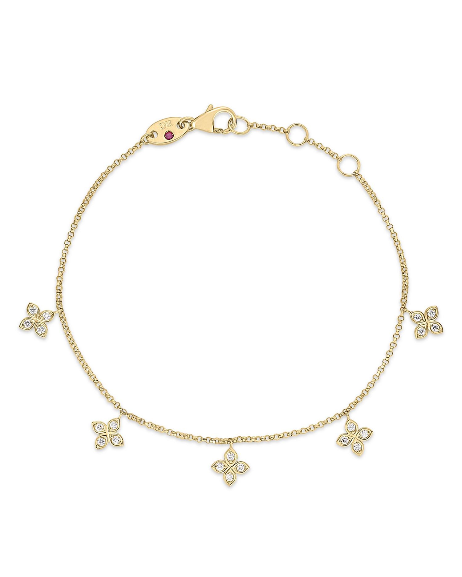 18K Yellow Gold Verona Love by the Inch Dangling Five Station Bracelet