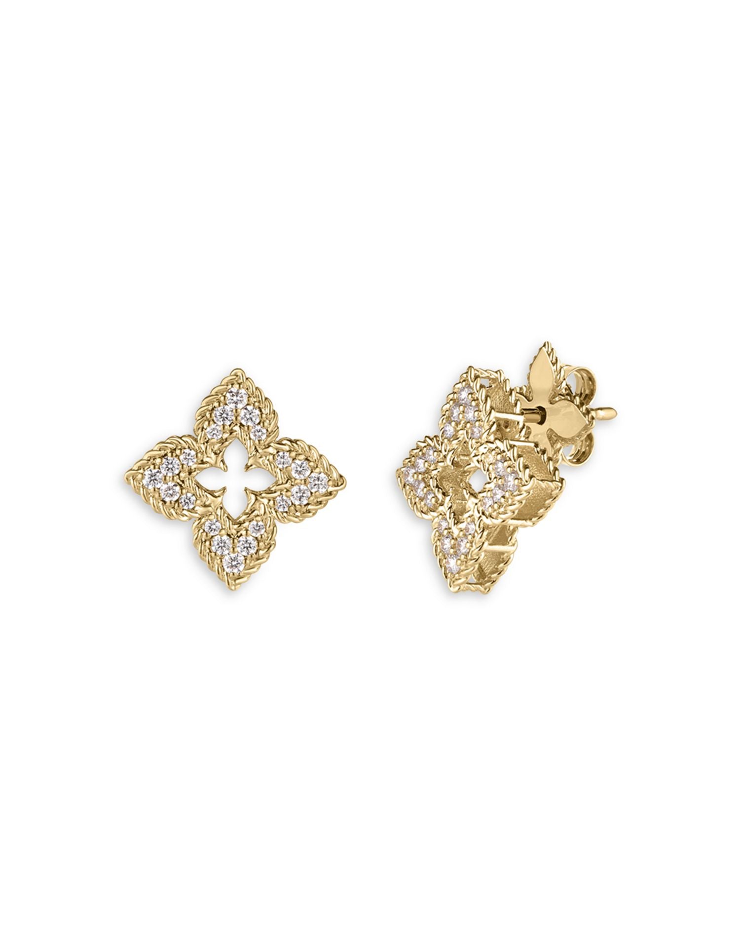18K Yellow Gold Venetian Princess Earrings with Diamonds, 0.3 ct. t.w.