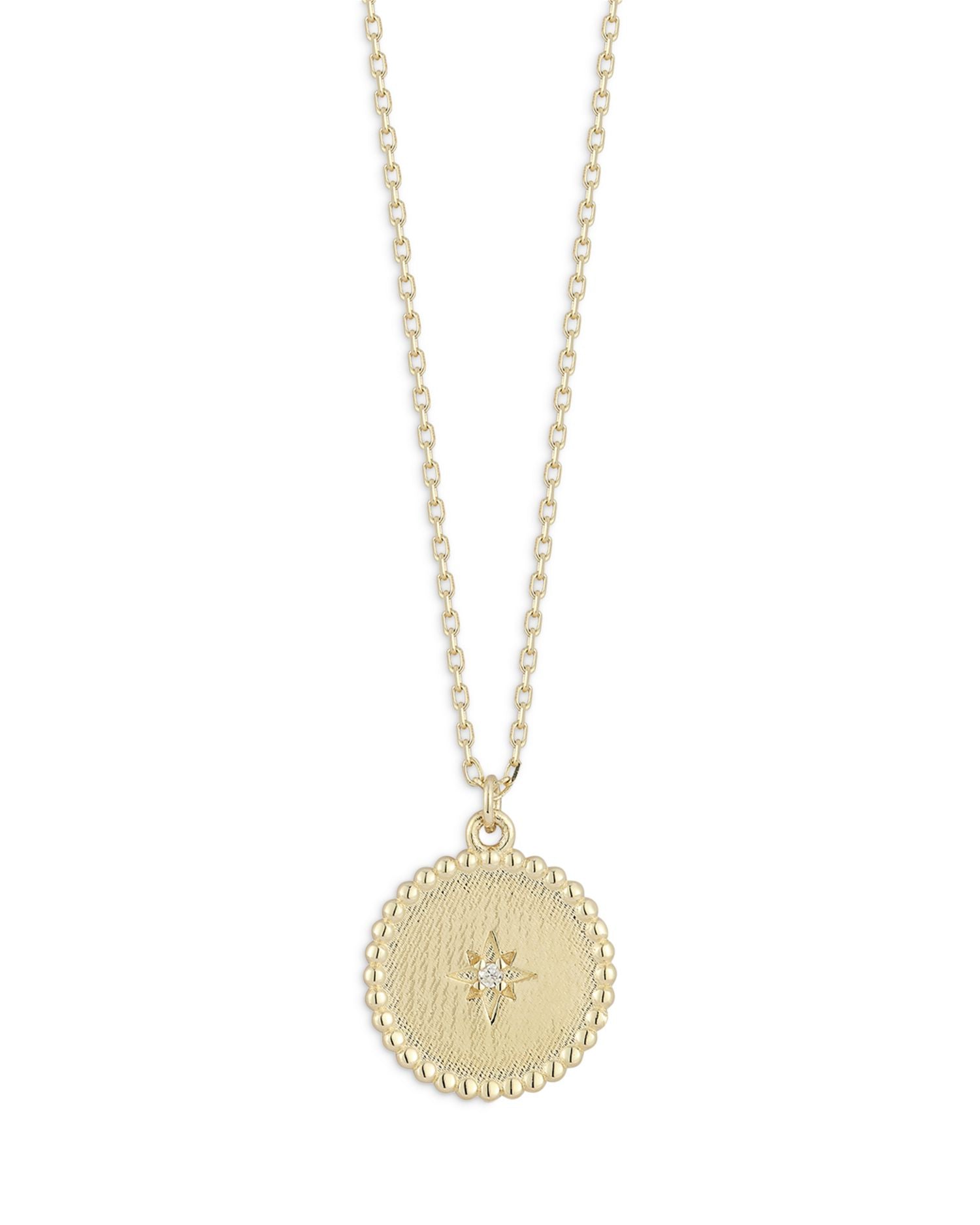 14K Yellow Gold Diamond Disc Pendant Necklace, 16-17'