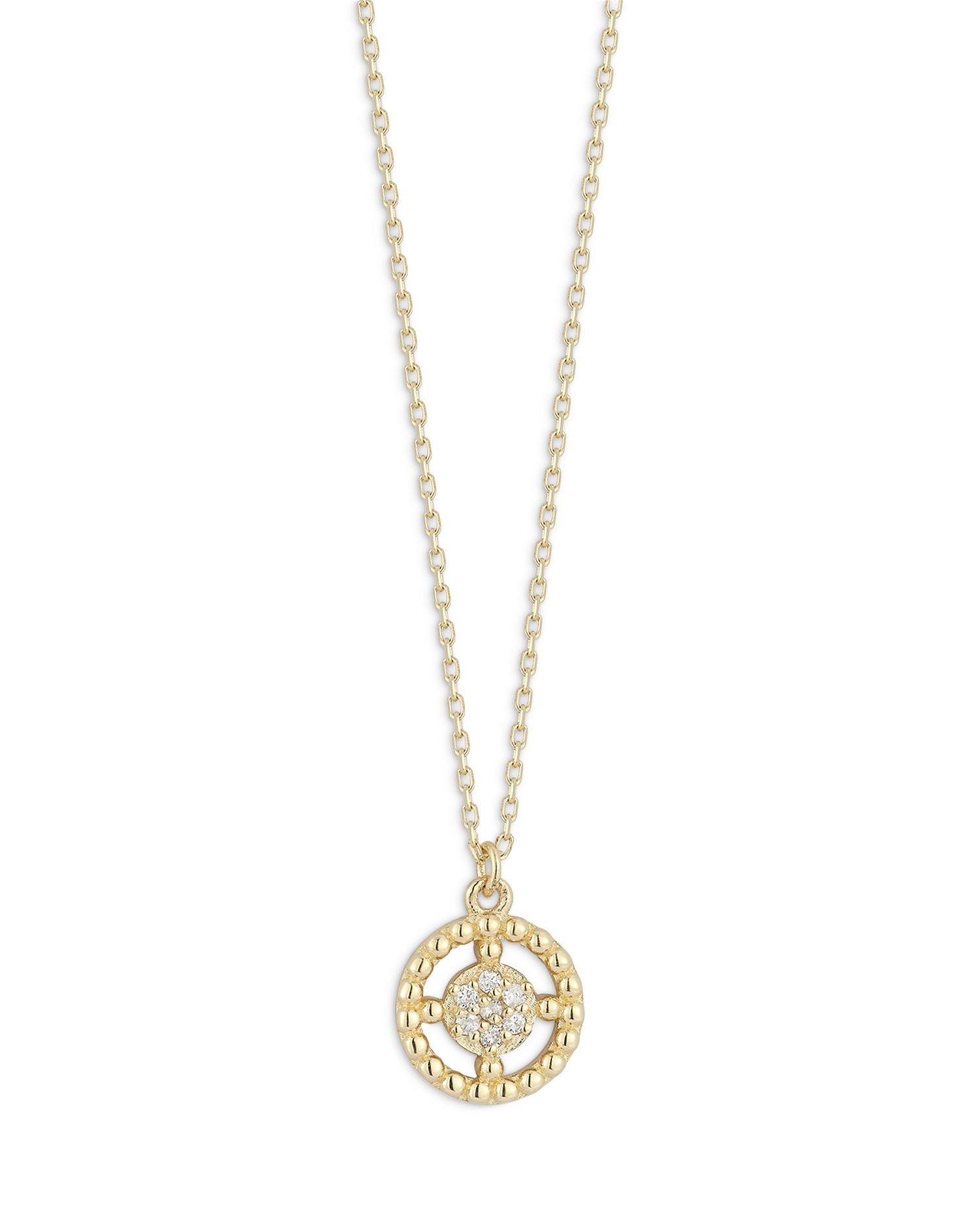 14K Yellow Gold Diamond Circle Necklace, 16'
