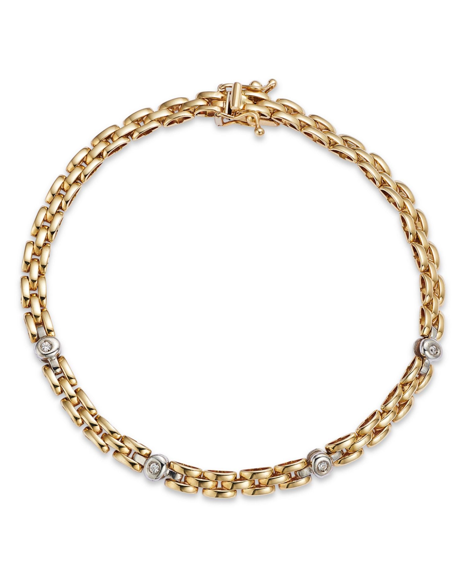 14k White & Yellow Gold Diamond Panther Link Bracelet