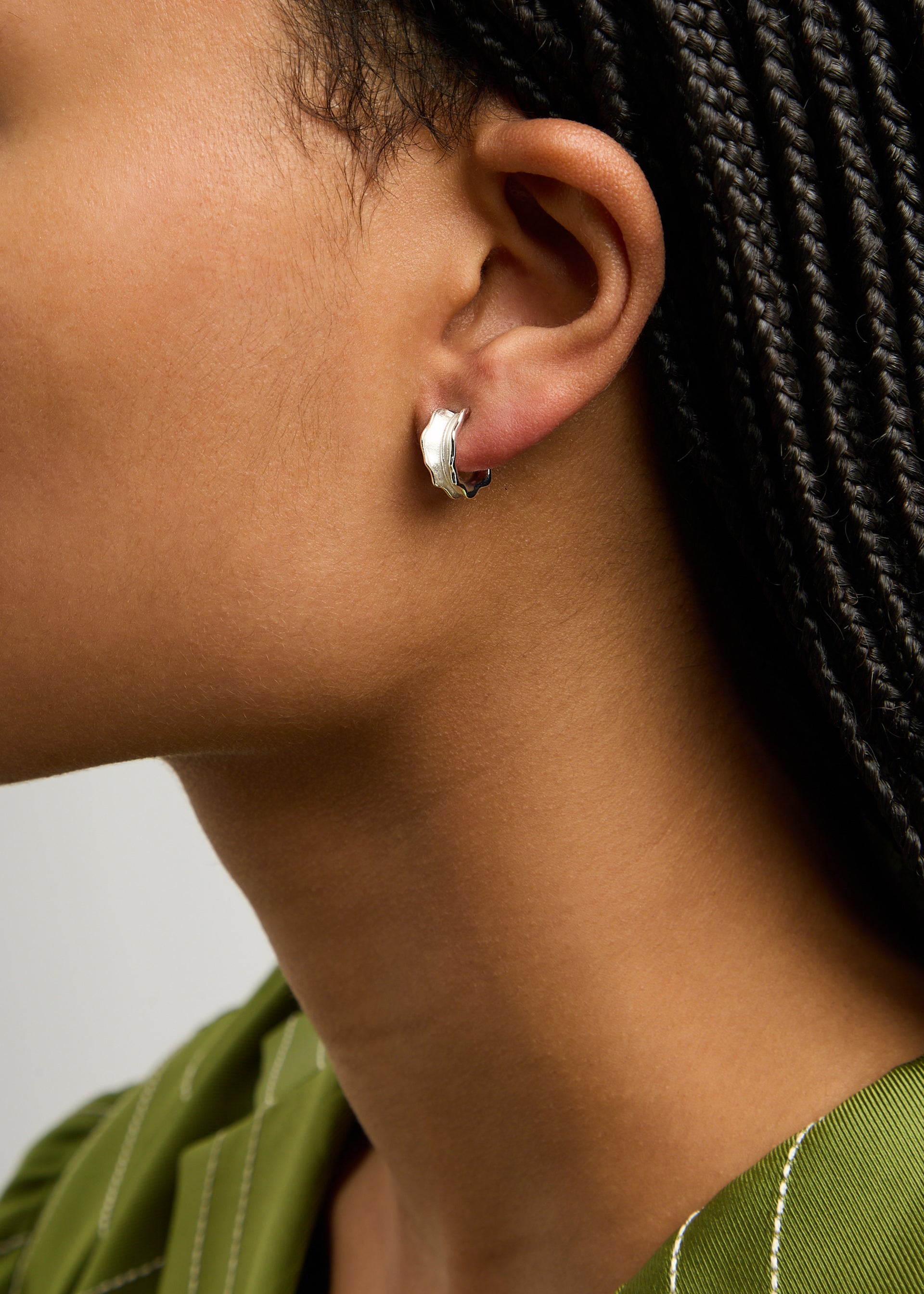 Leaf sterling silver hoop earrings