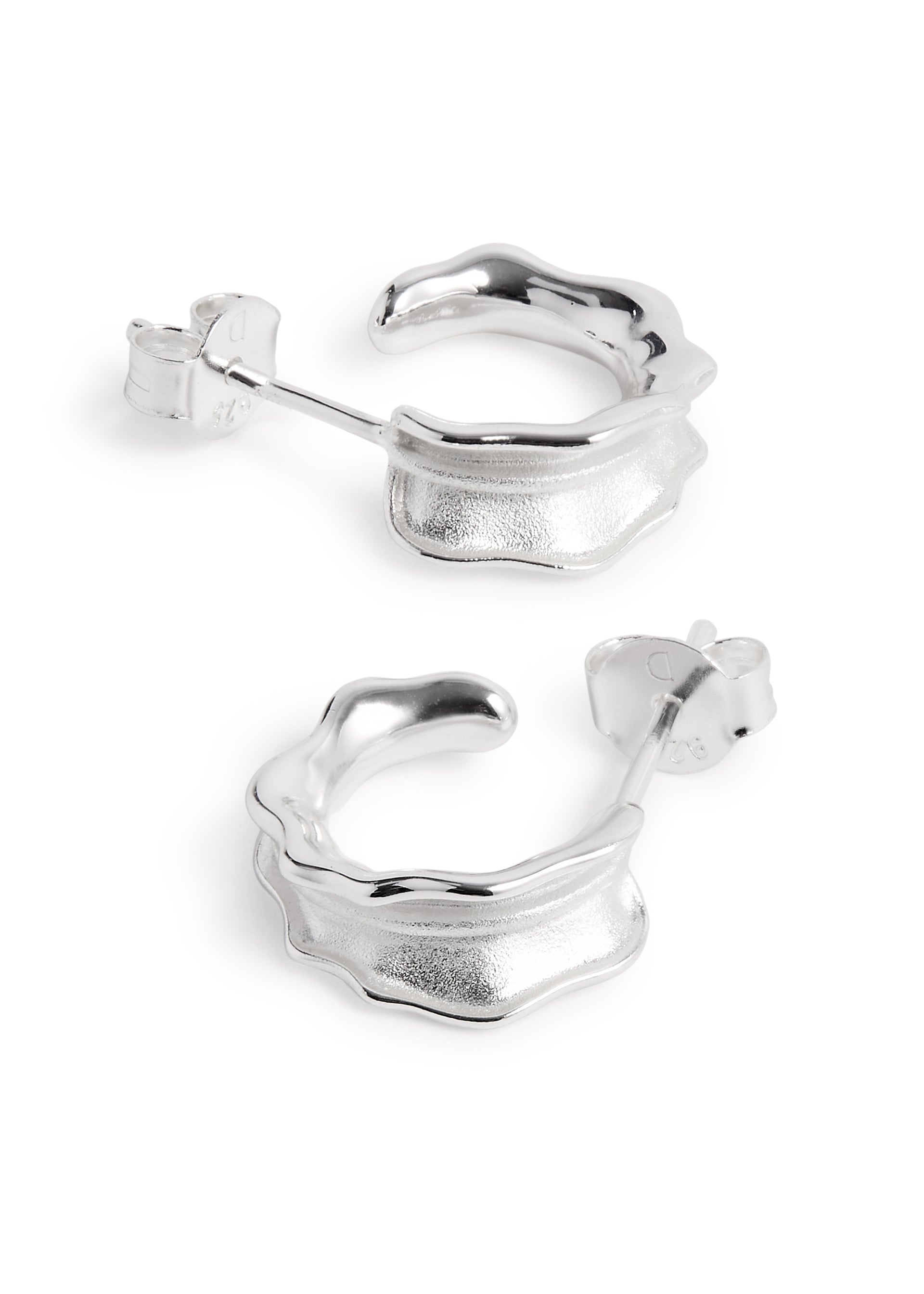 Leaf sterling silver hoop earrings