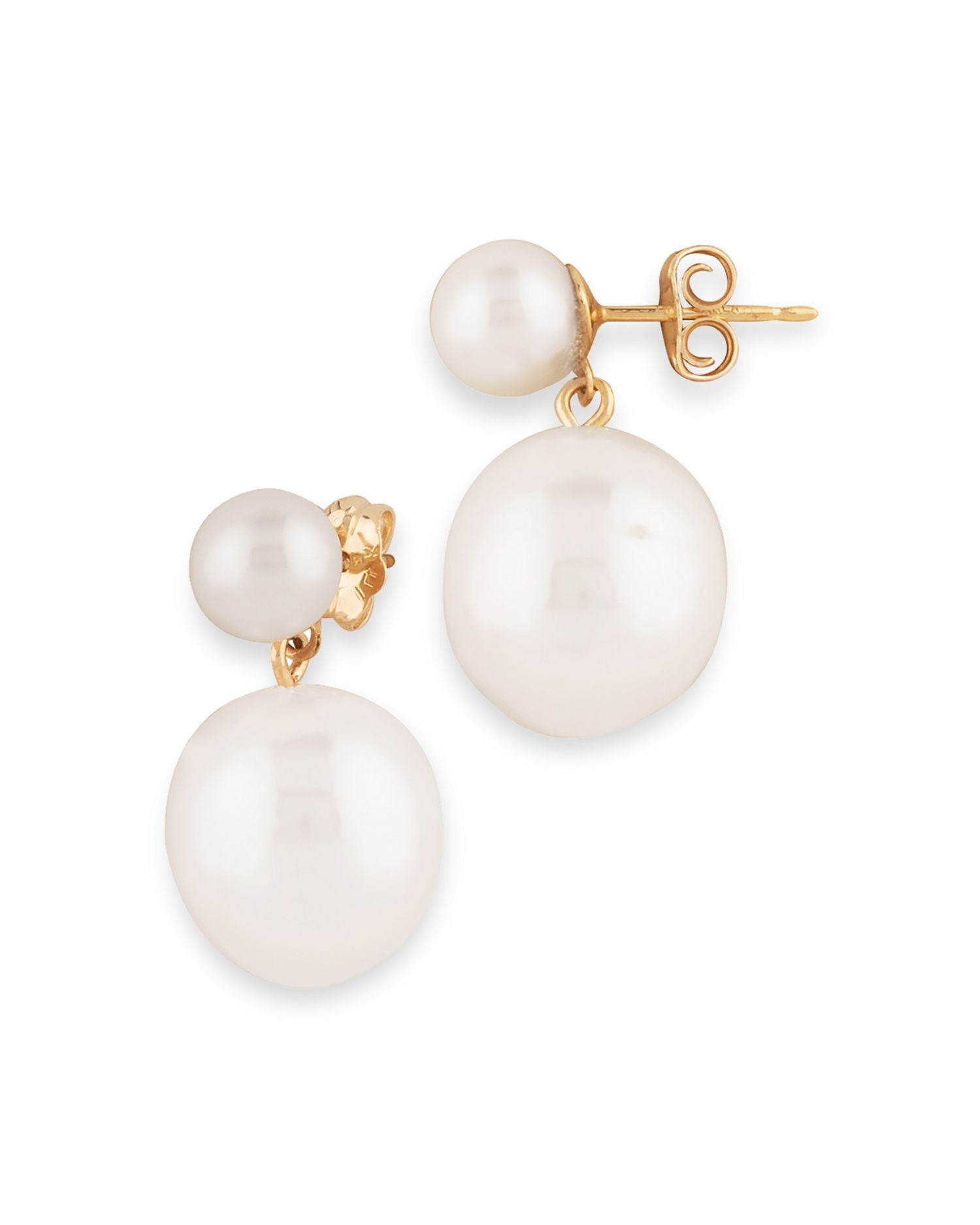 Cultured Freshwater Pearl Drop Earrings in 14K Yellow Gold