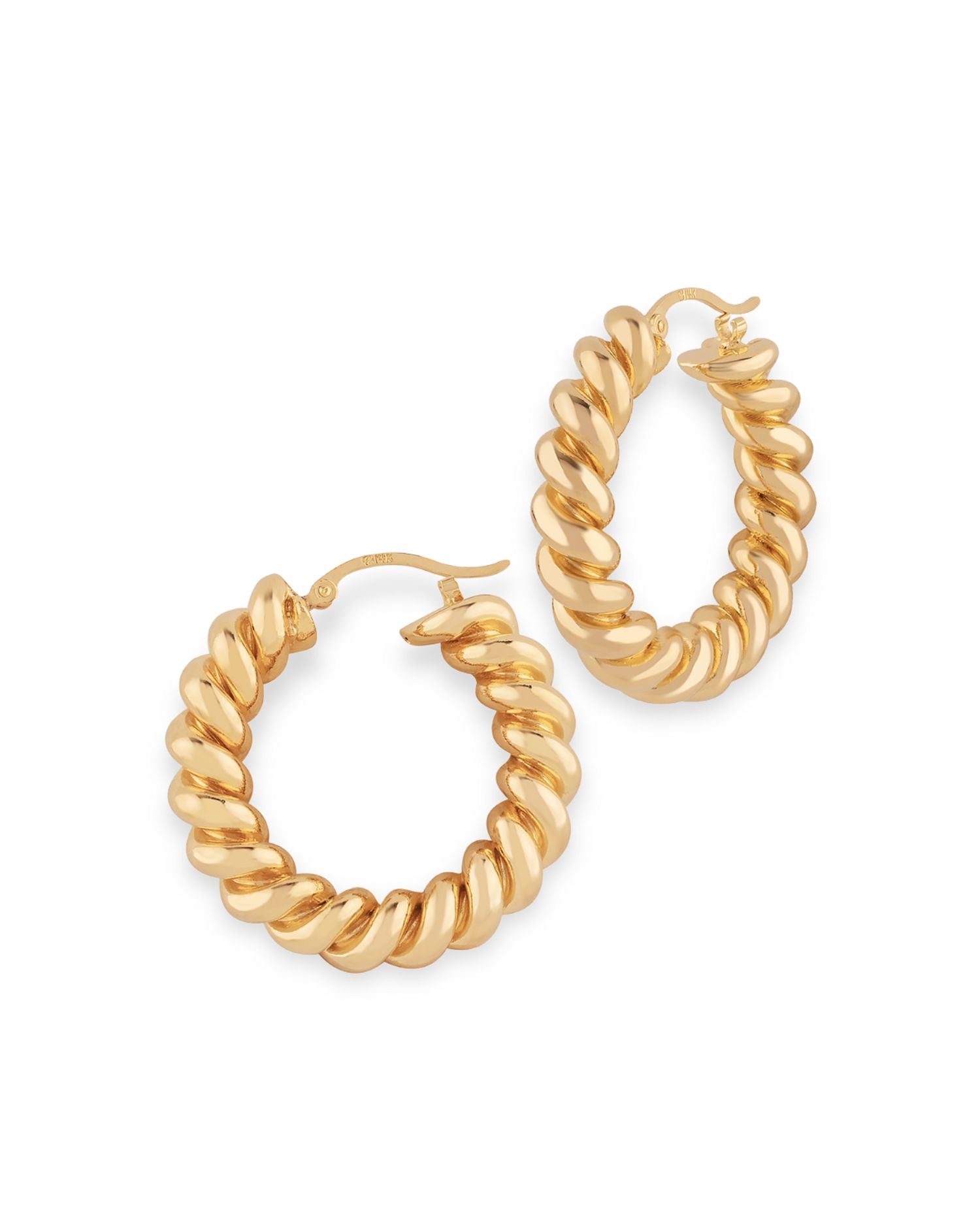 Medium Spiral Twist Hoop Earrings in 14K Yellow Gold