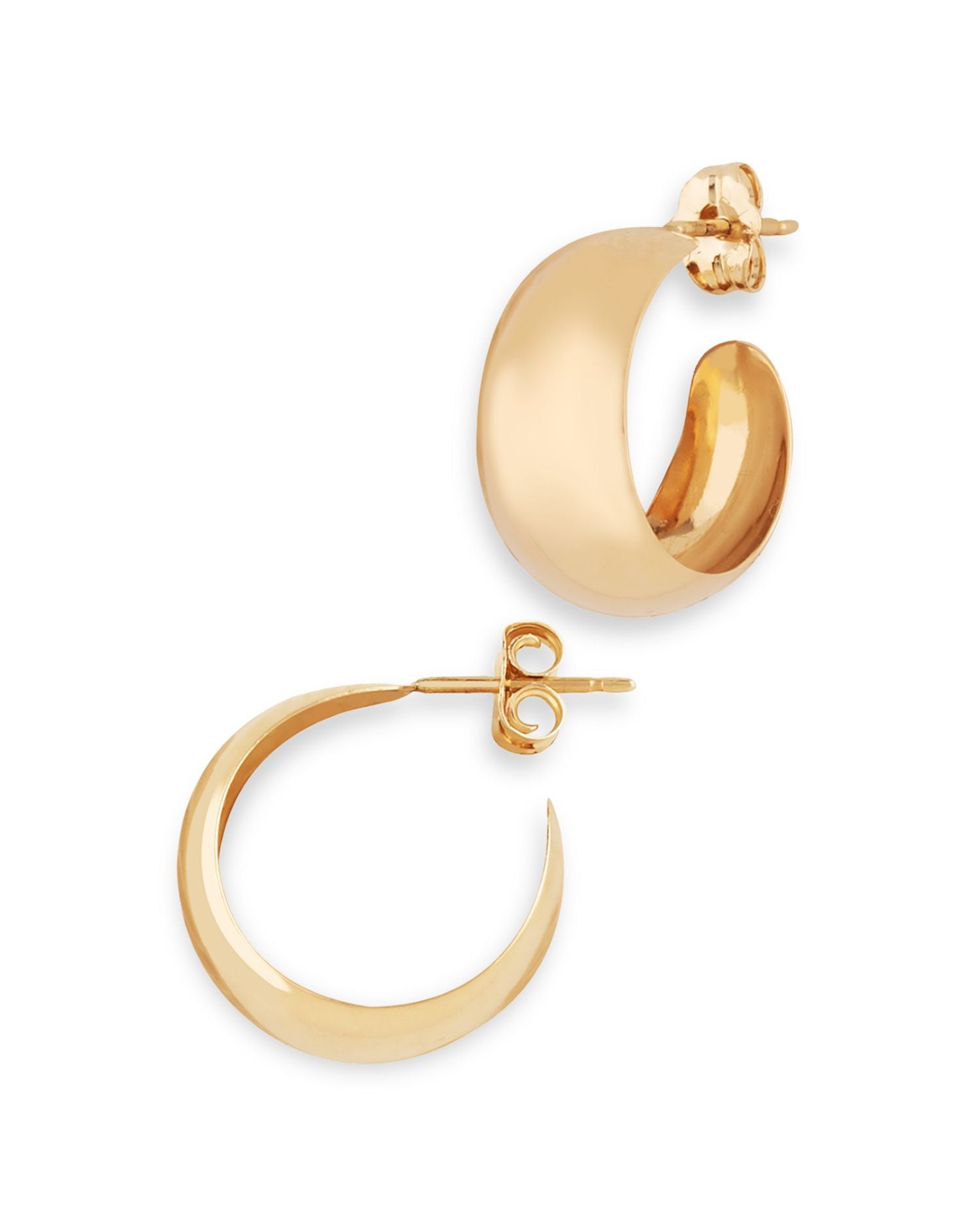Domed Band Hoop Earrings in 14K Yellow Gold