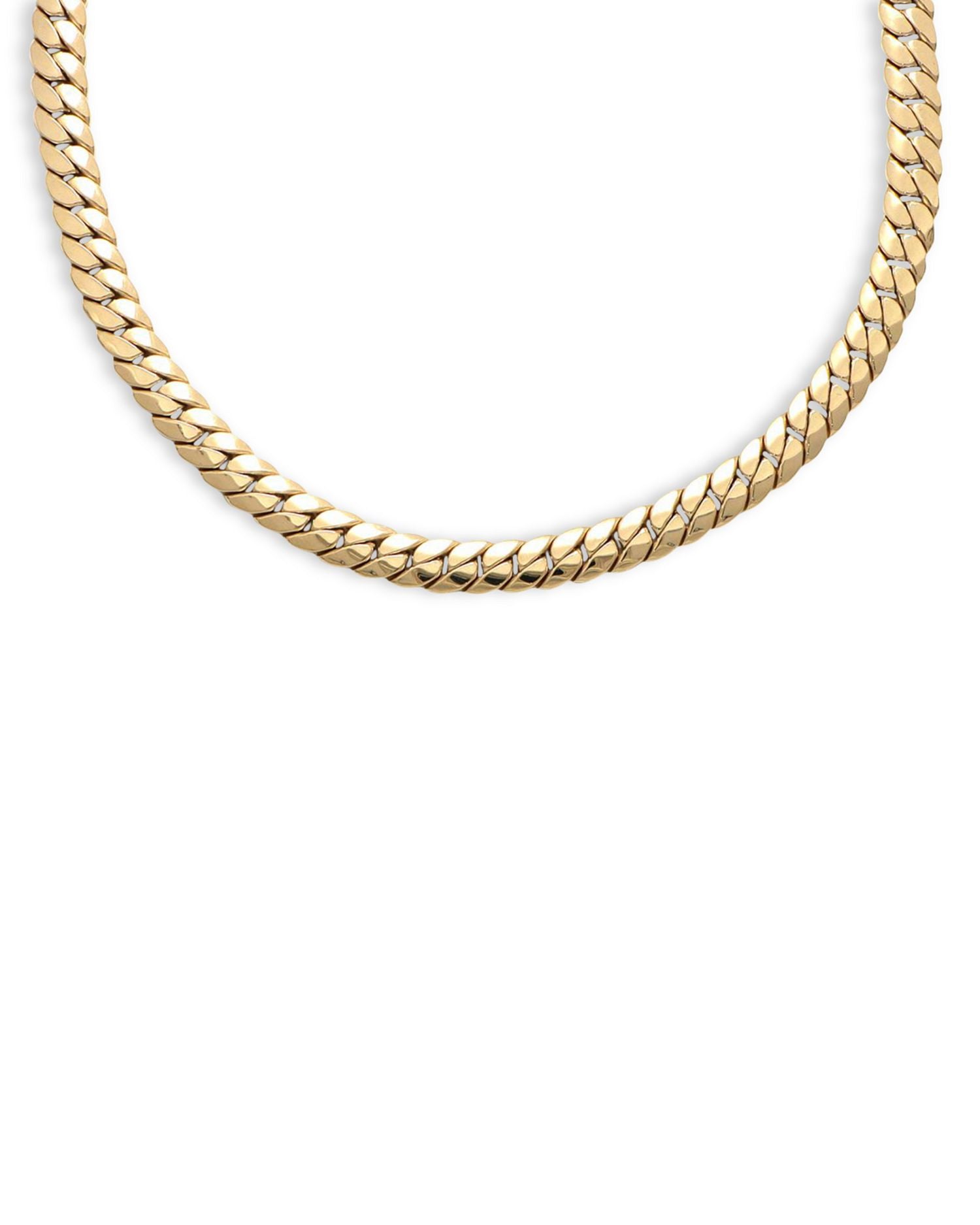 14K Yellow Gold Herringbone Curb Link Necklace, 18'