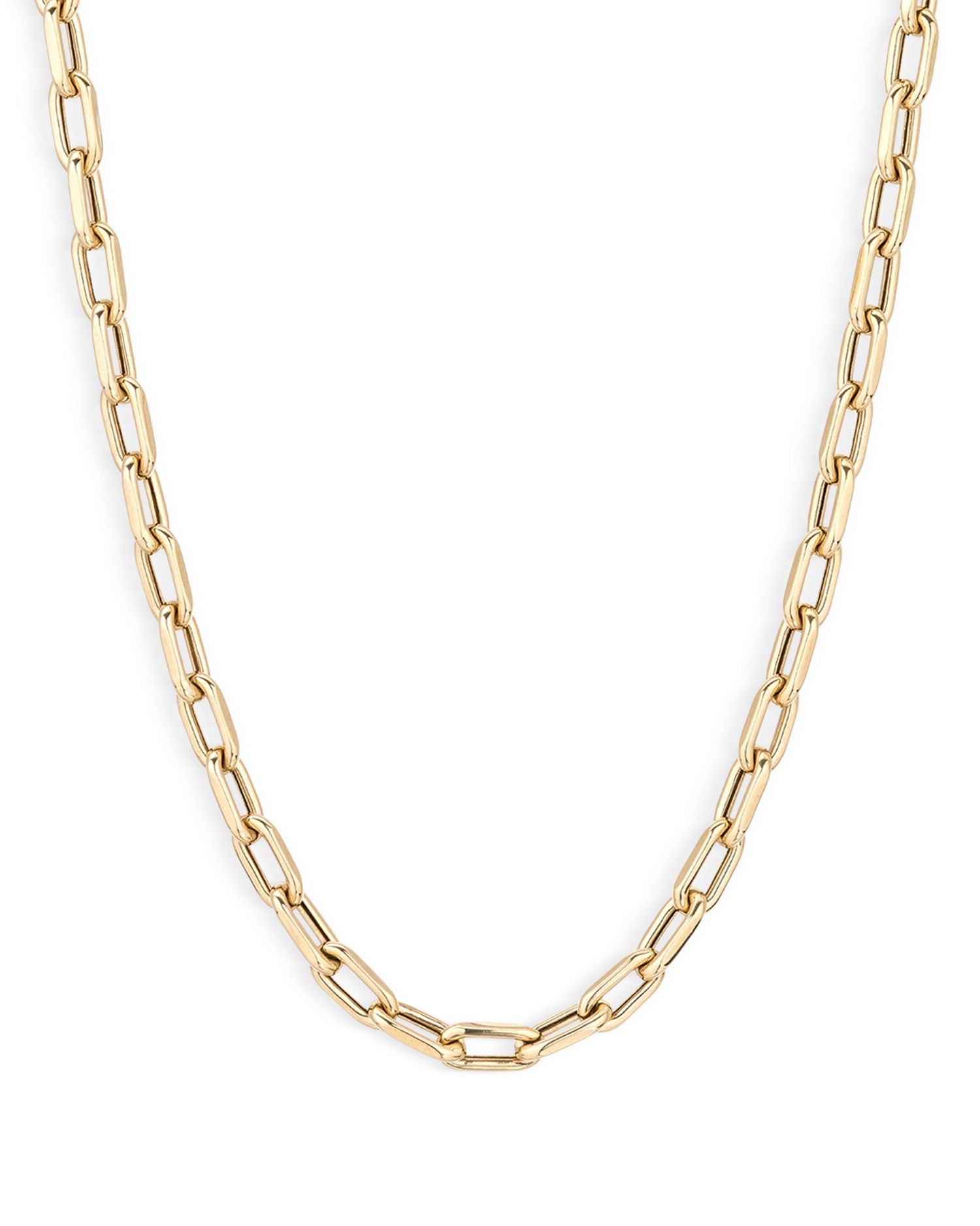 14K Yellow Gold Polished Oval Link Chain Necklace, 18'