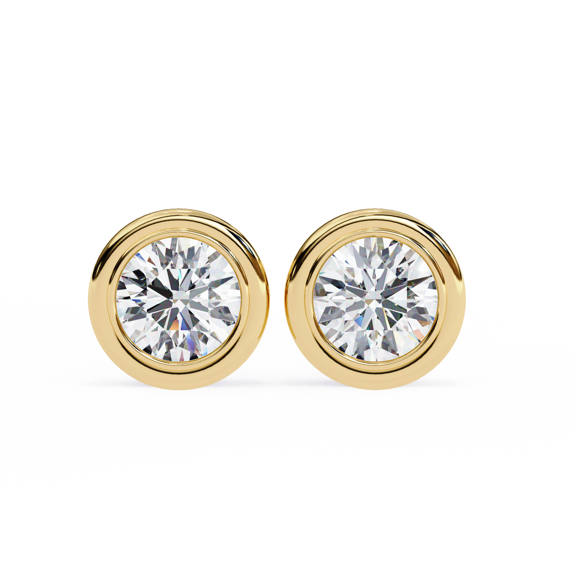 Round-Cut Lab-grown Diamond Solitaire Bezel Set Earrings in 10K White Gold