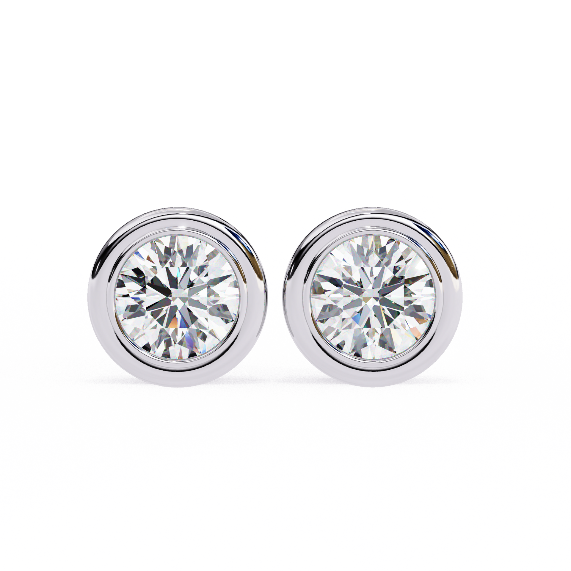Round-Cut Lab-grown Diamond Solitaire Bezel Set Earrings in 10K White Gold