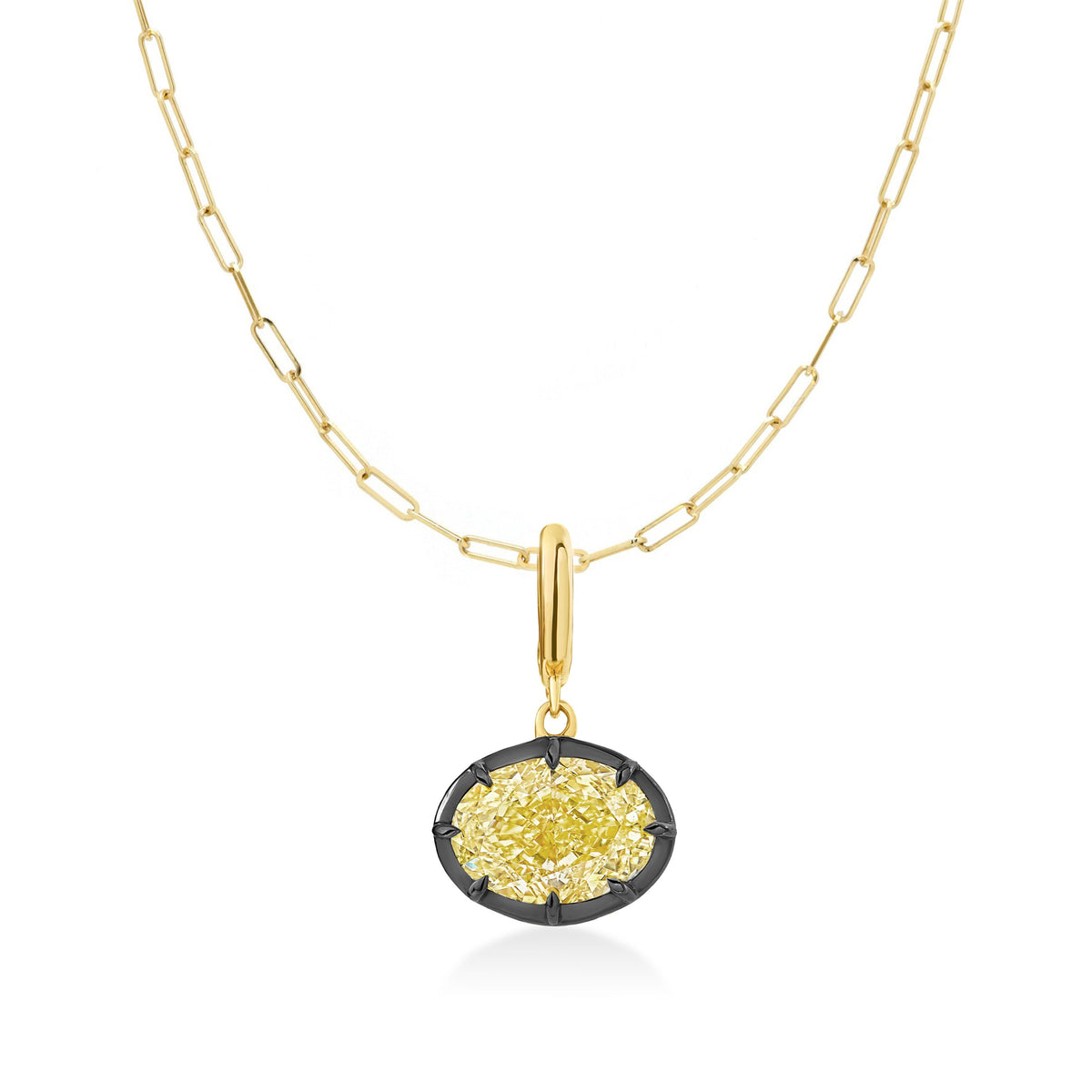 Georgian East-West Oval Yellow Lab Diamond Paperclip Necklace