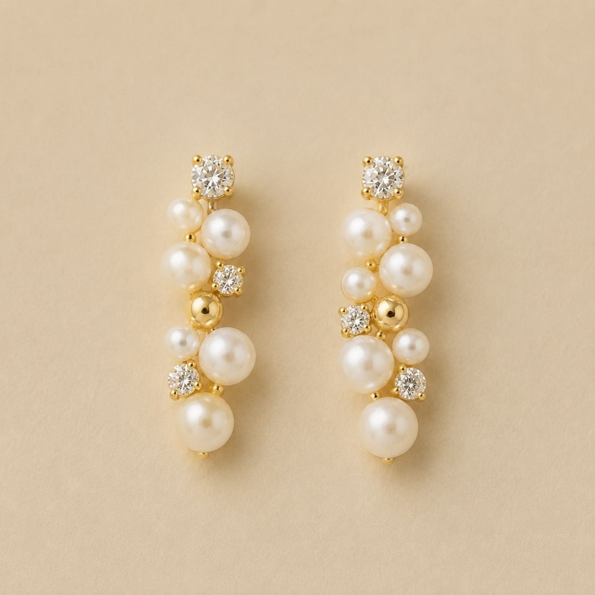 Aurora Diamond & Pearl Cascade Earrings