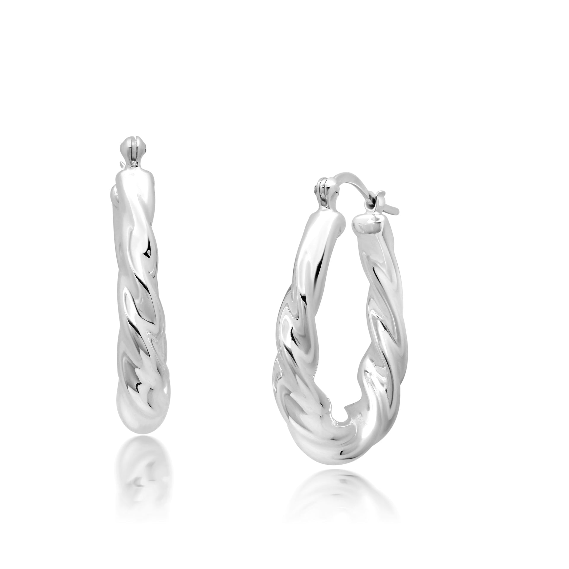 Sterling Silver 25X28X7 MM Hoop Earrings