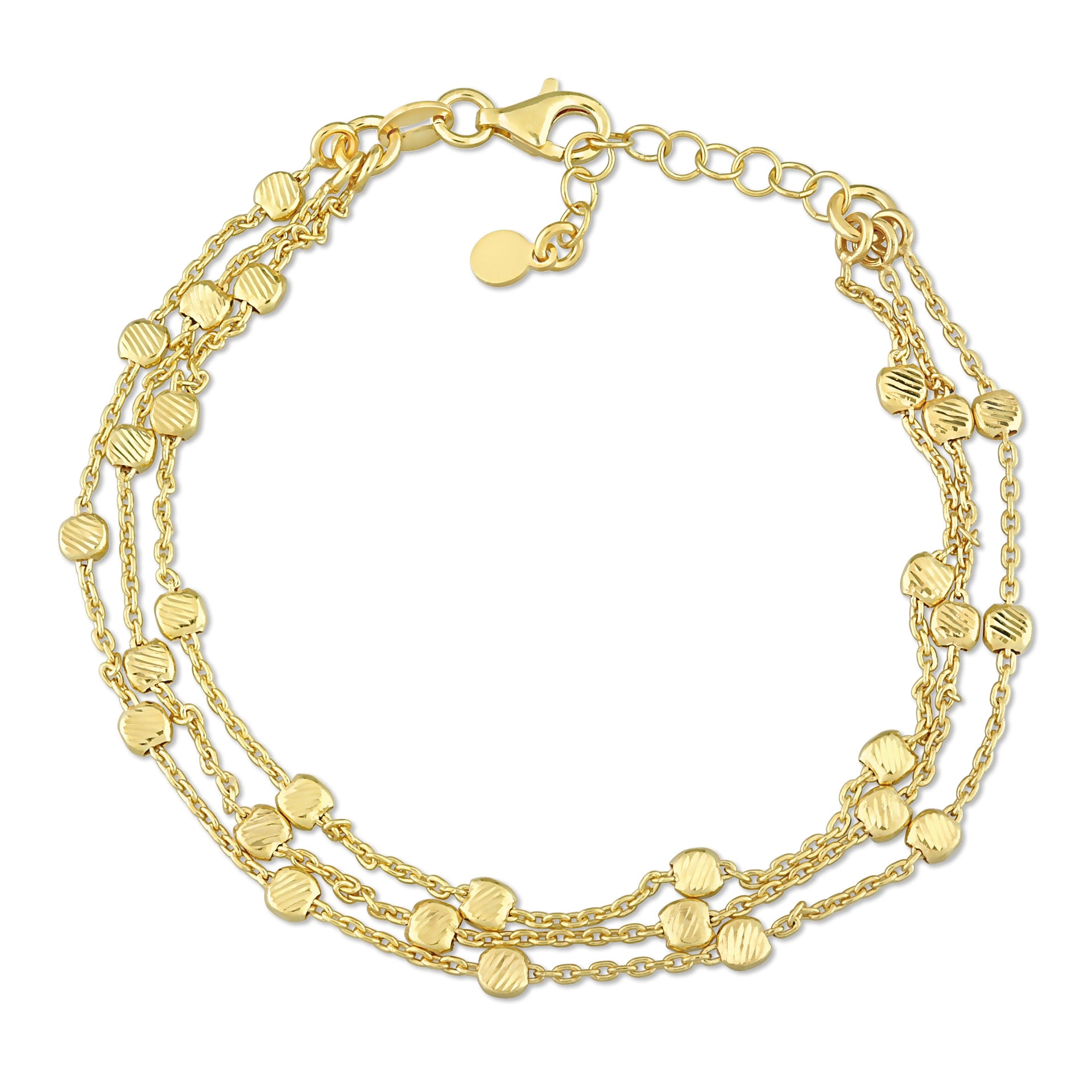 Multi-Strand Chain Bracelet in 18k Yellow Gold Plated Sterling Silver, 7.5 in