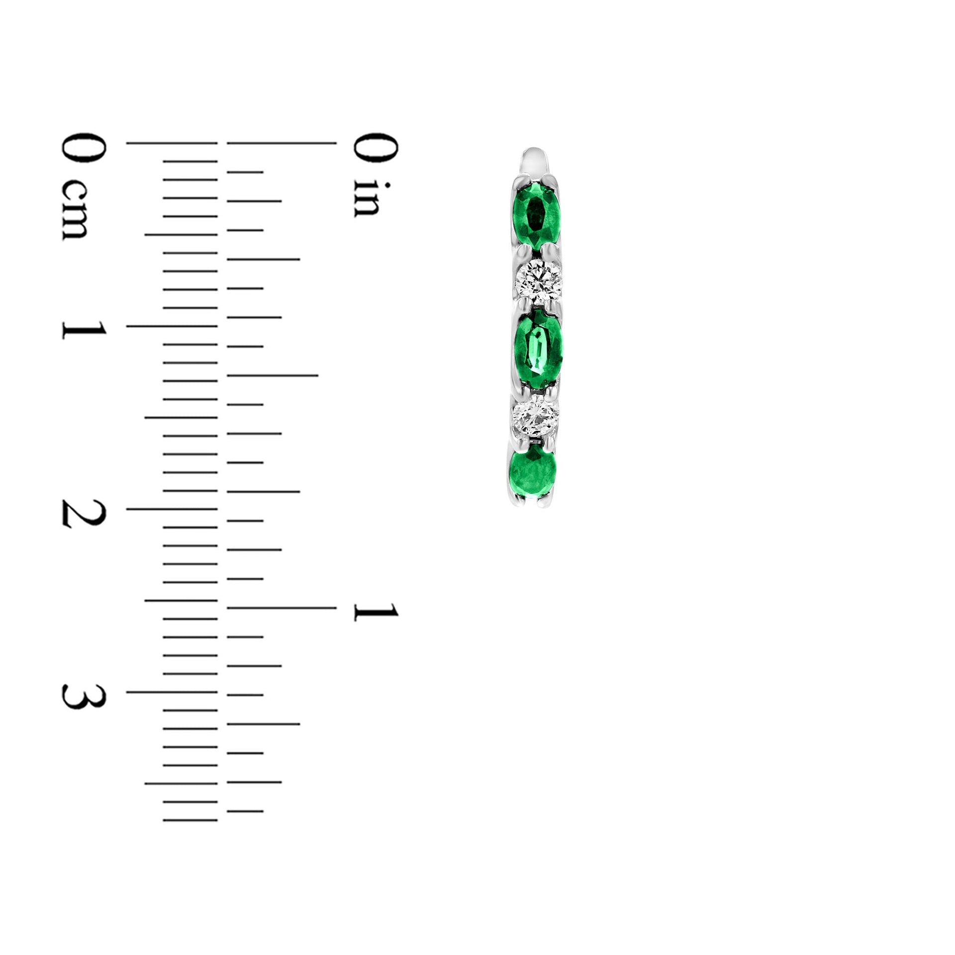 2.00ctw Diamond and Emerald Hoop Earrings in 14k White Gold