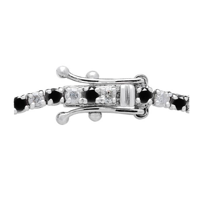 2 CT Black & White Diamond Tennis Bracelet 14K White Gold 7'