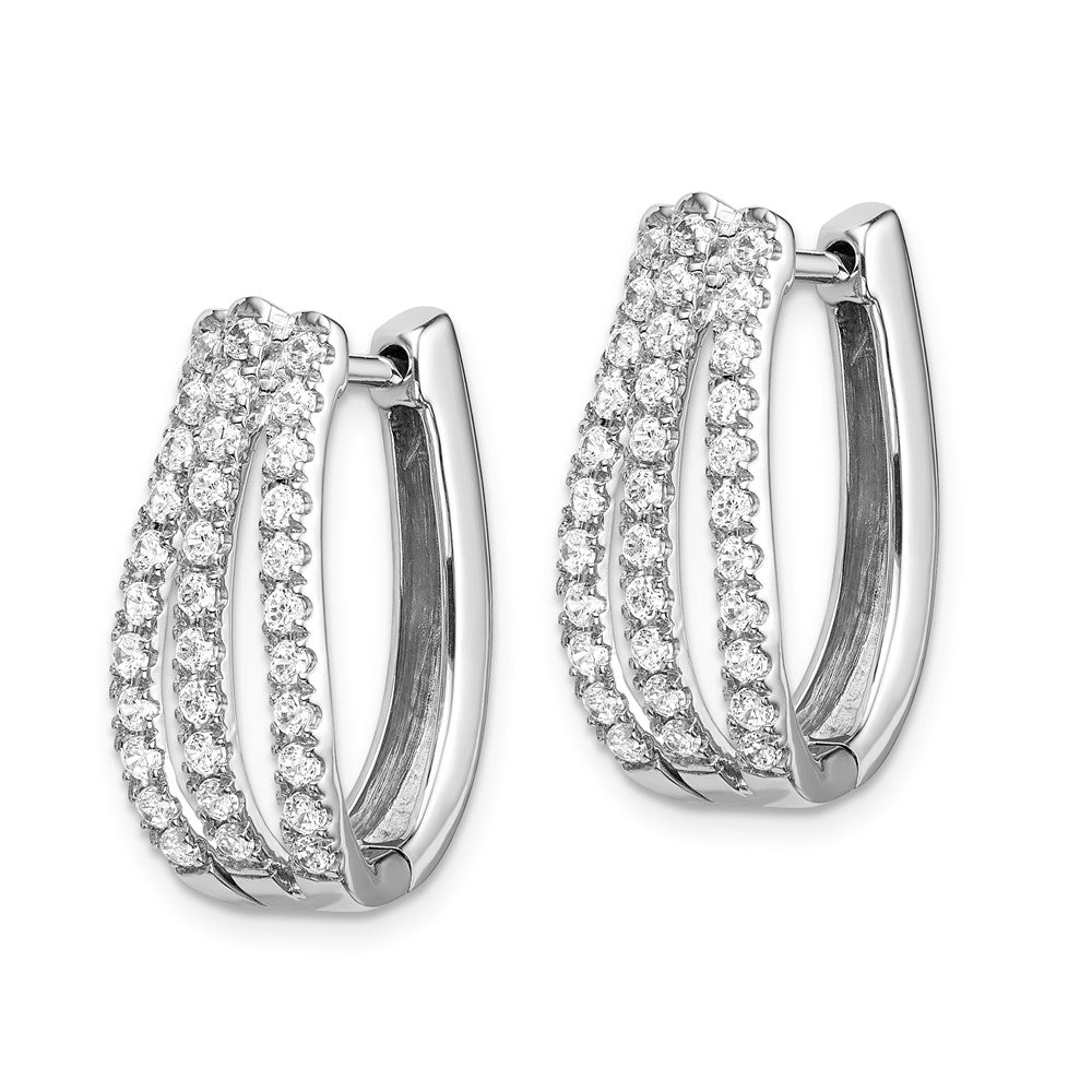 14k White Gold 1 CT Lab Grown Diamond Hinged Hoop Earrings