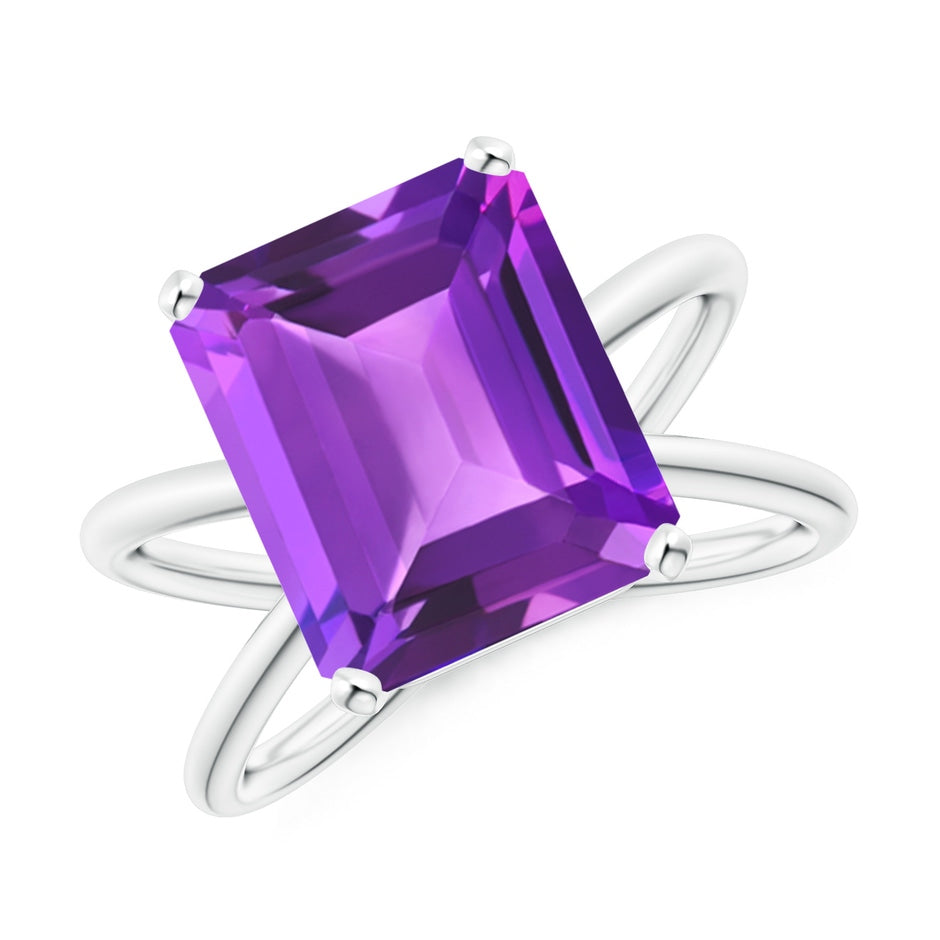 Emerald-Cut Amethyst Criss-Cross Split Shank Cocktail Ring