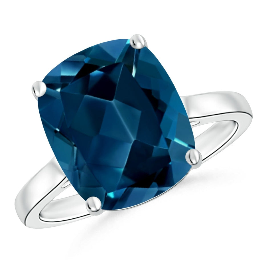 Classic Cushion London Blue Topaz Solitaire Ring