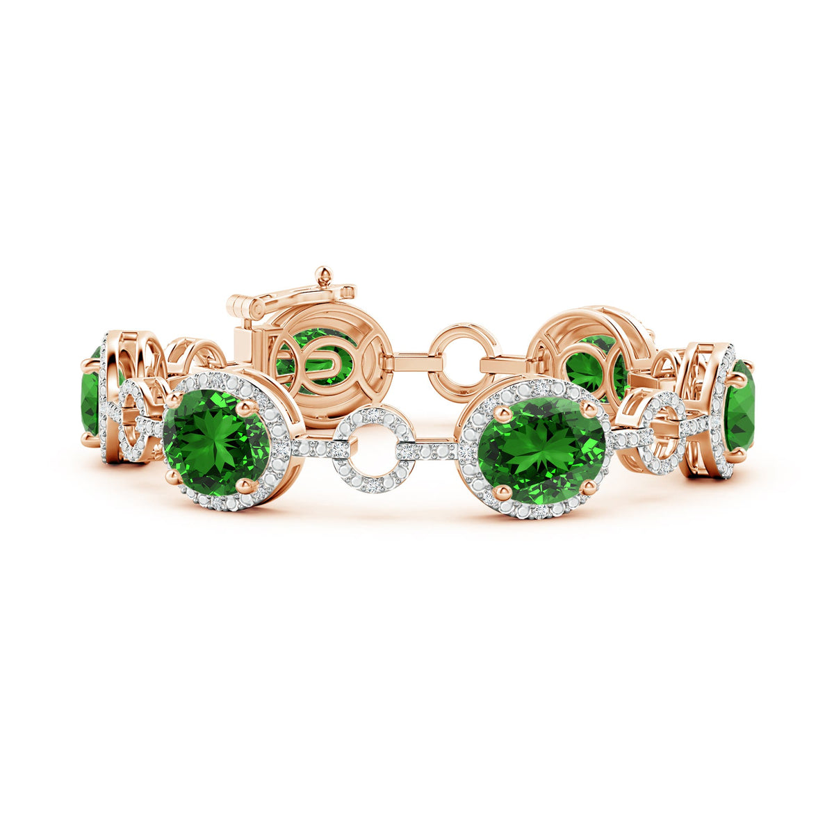 24.15 CTW Lab-Grown Classic Oval Diamond Tennis Link Bracelet in 18K White Gold