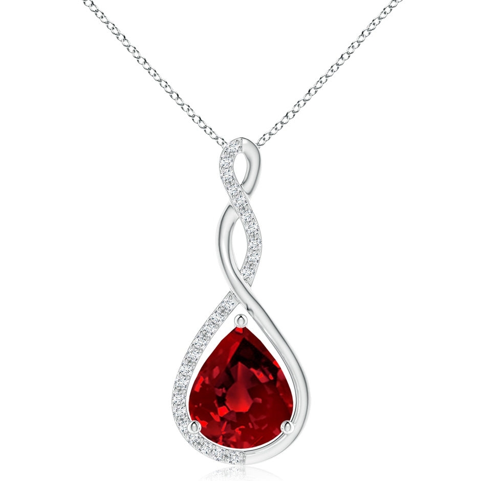 Lab-Grown Twisted Infinity Floating Ruby Drop Pendant