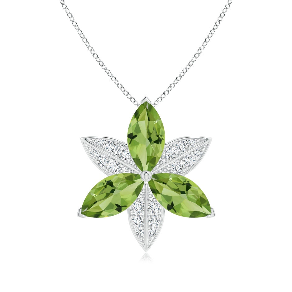 Peridot and Diamond Trillium Flower Pendant