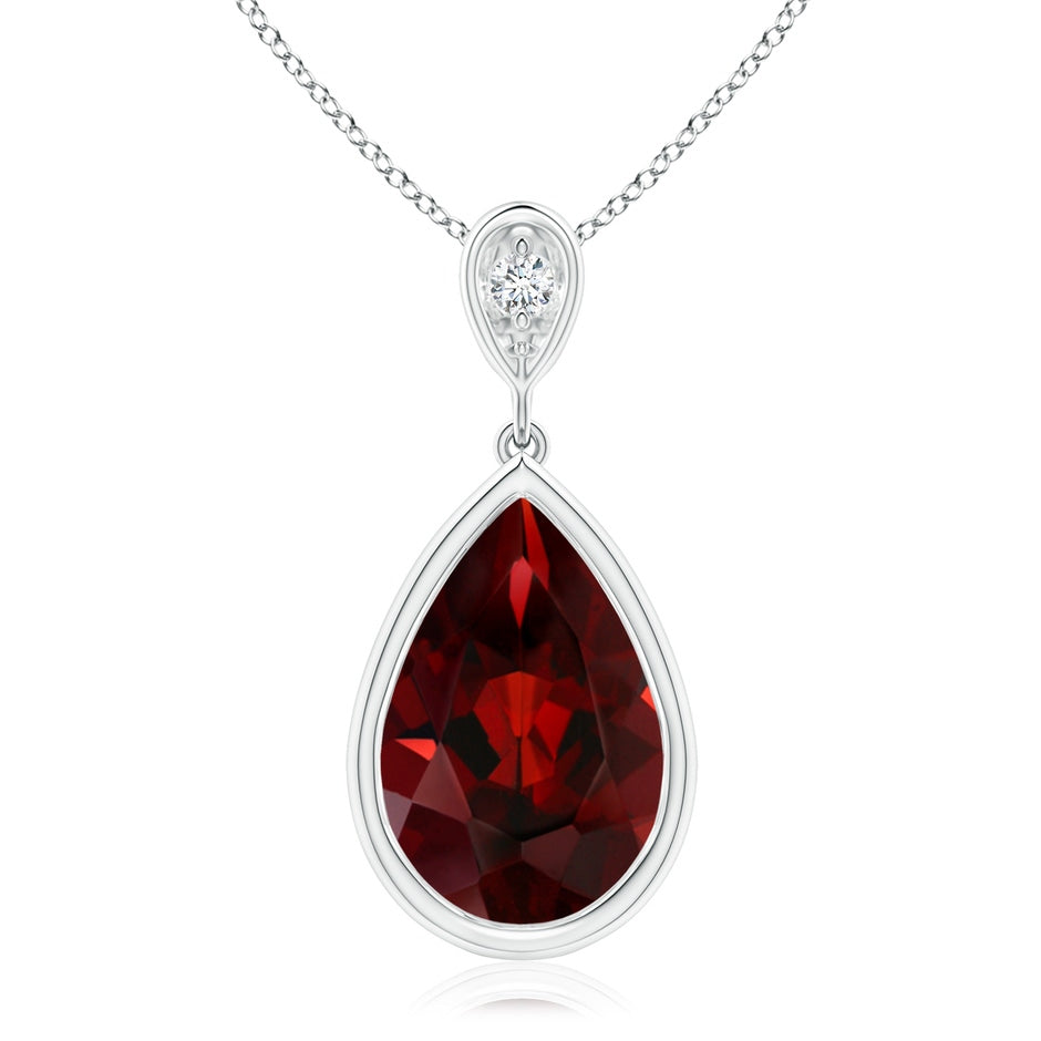 Bezel-Set Garnet Teardrop Pendant with Diamond