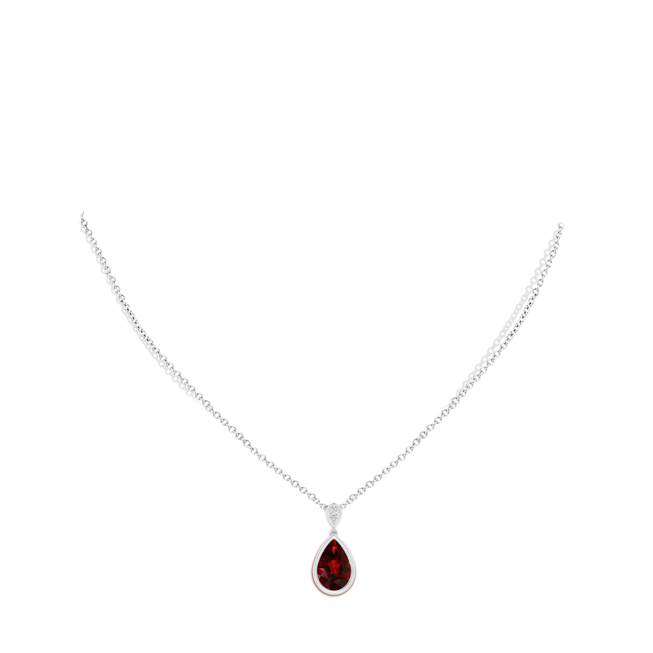 Bezel-Set Garnet Teardrop Pendant with Diamond